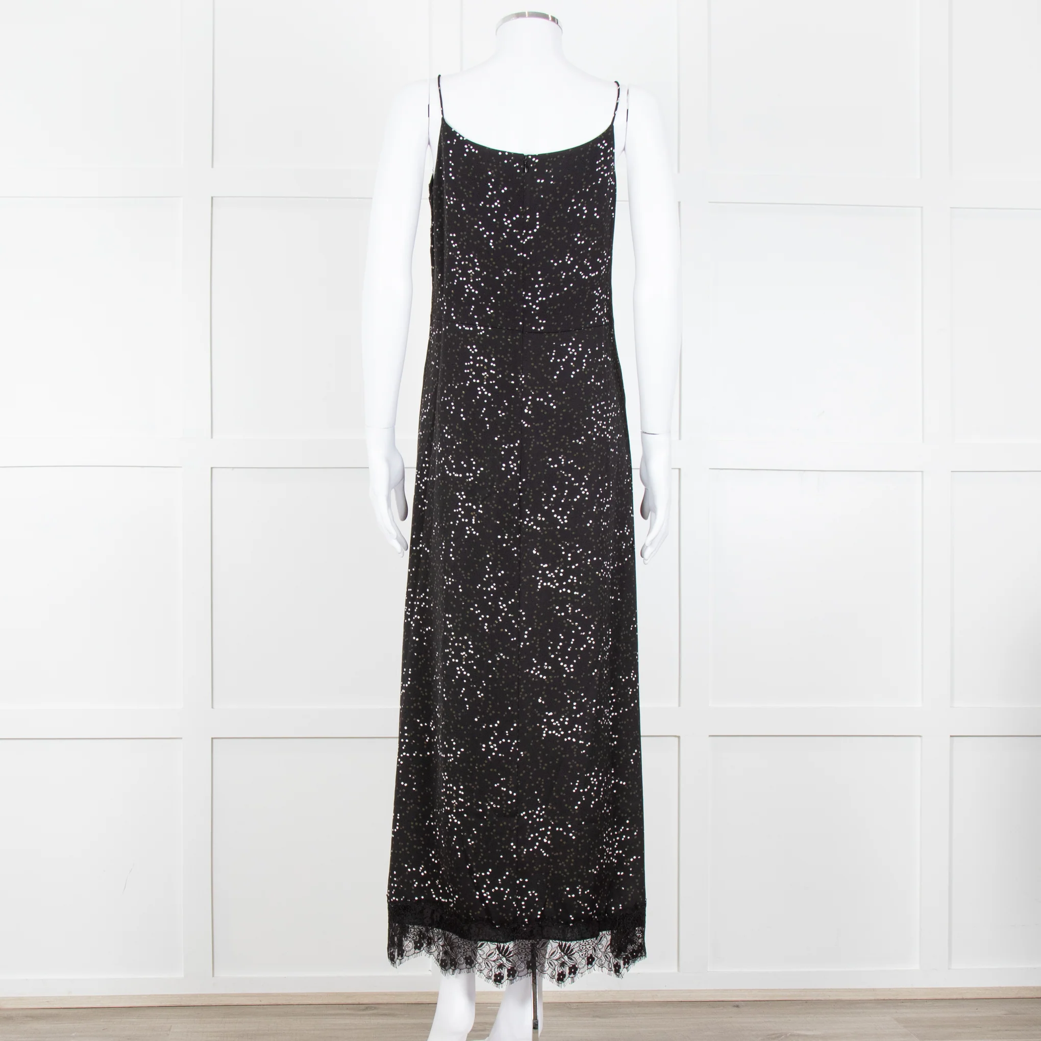 Me + Em Black White Green Dots Lace Trim Sleeveless Dress - Image 5
