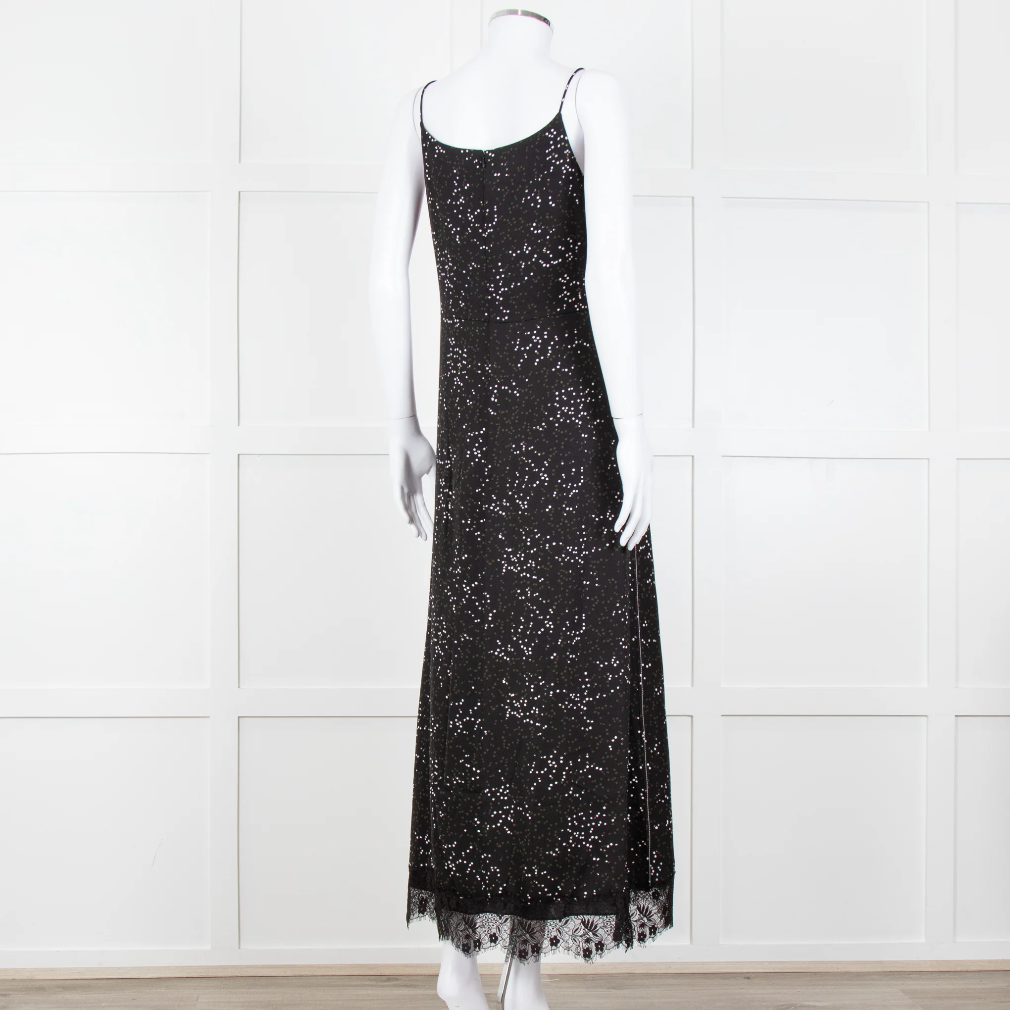 Me + Em Black White Green Dots Lace Trim Sleeveless Dress - Image 6