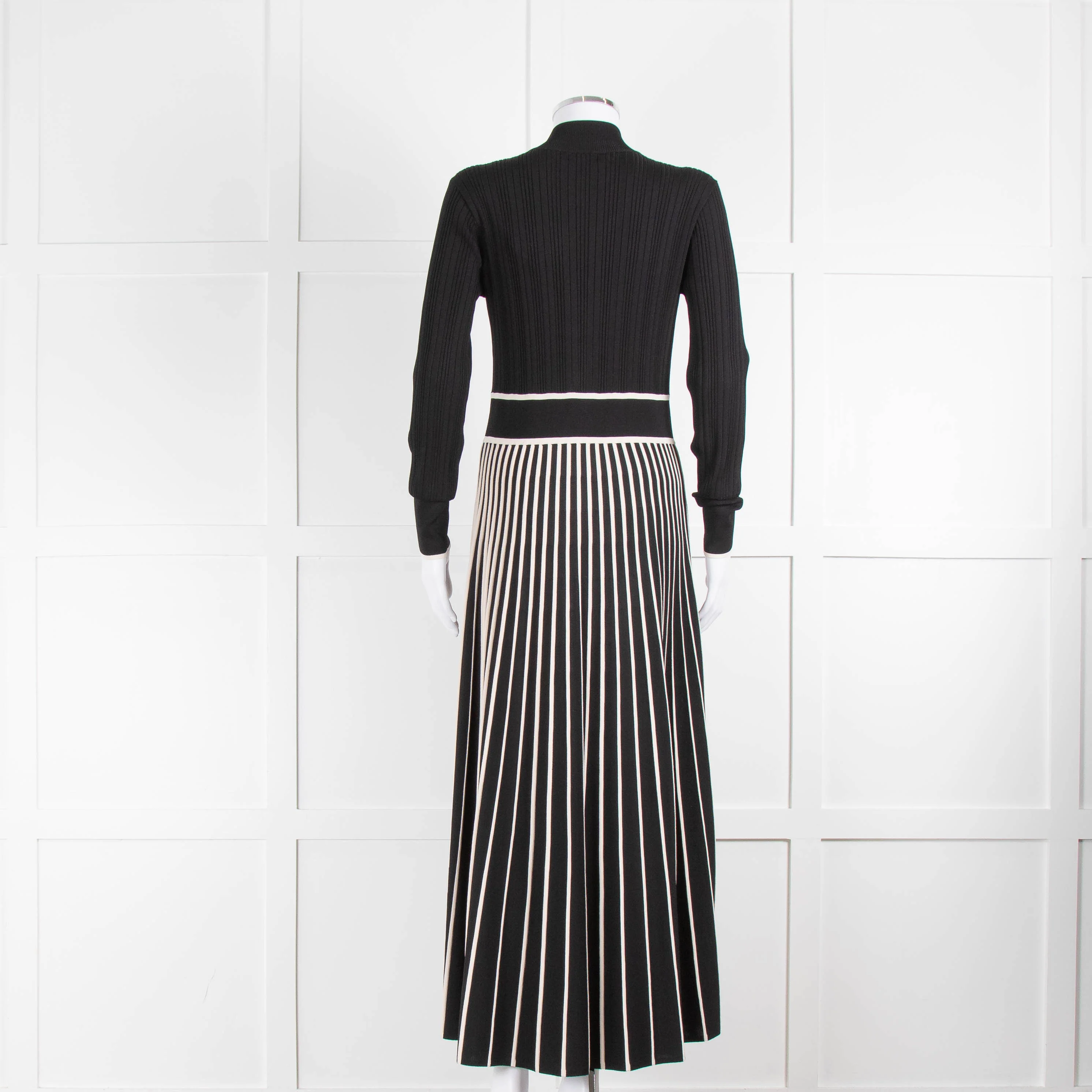 Me + Em Black White Striped Pleated Knit Maxi Dress - Image 3