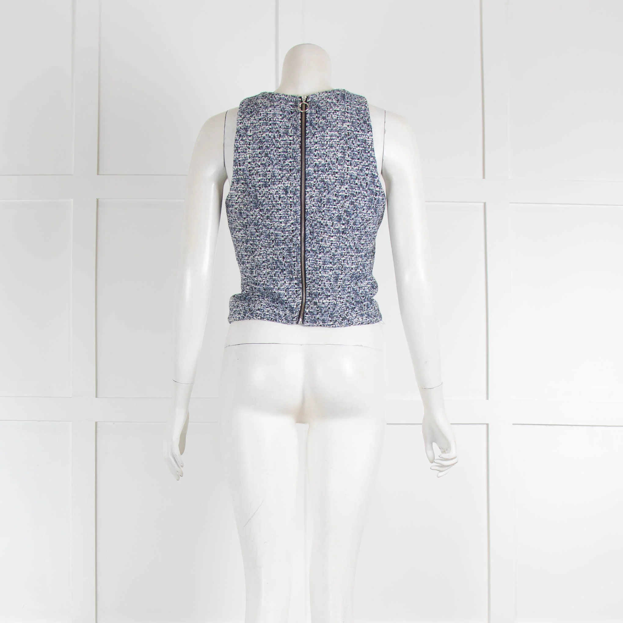Me & Em Blue Black Tweed Sleeveless Top - Image 3