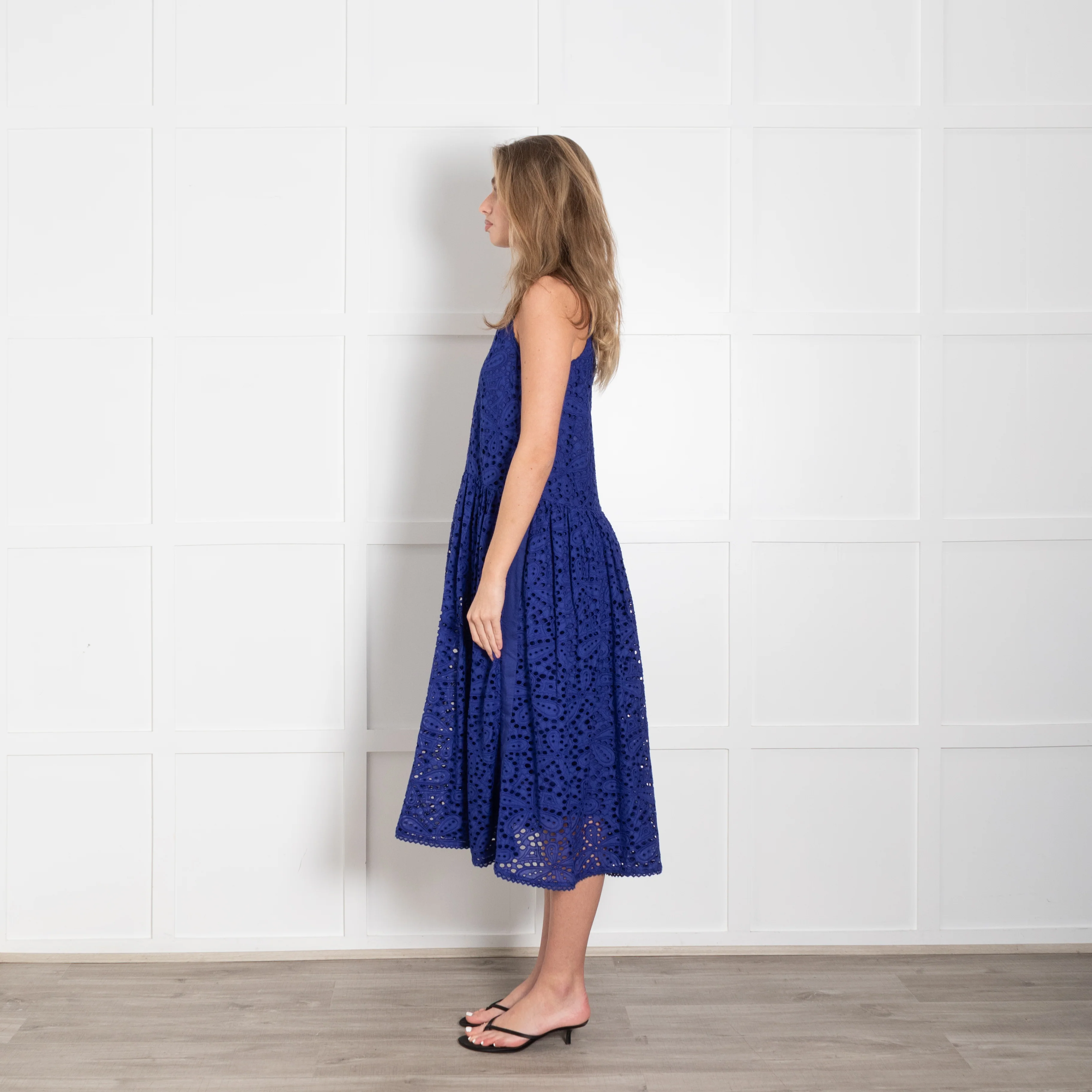 Me + Em Blue Broderie Anglaise Sleeveless Dress - Image 4
