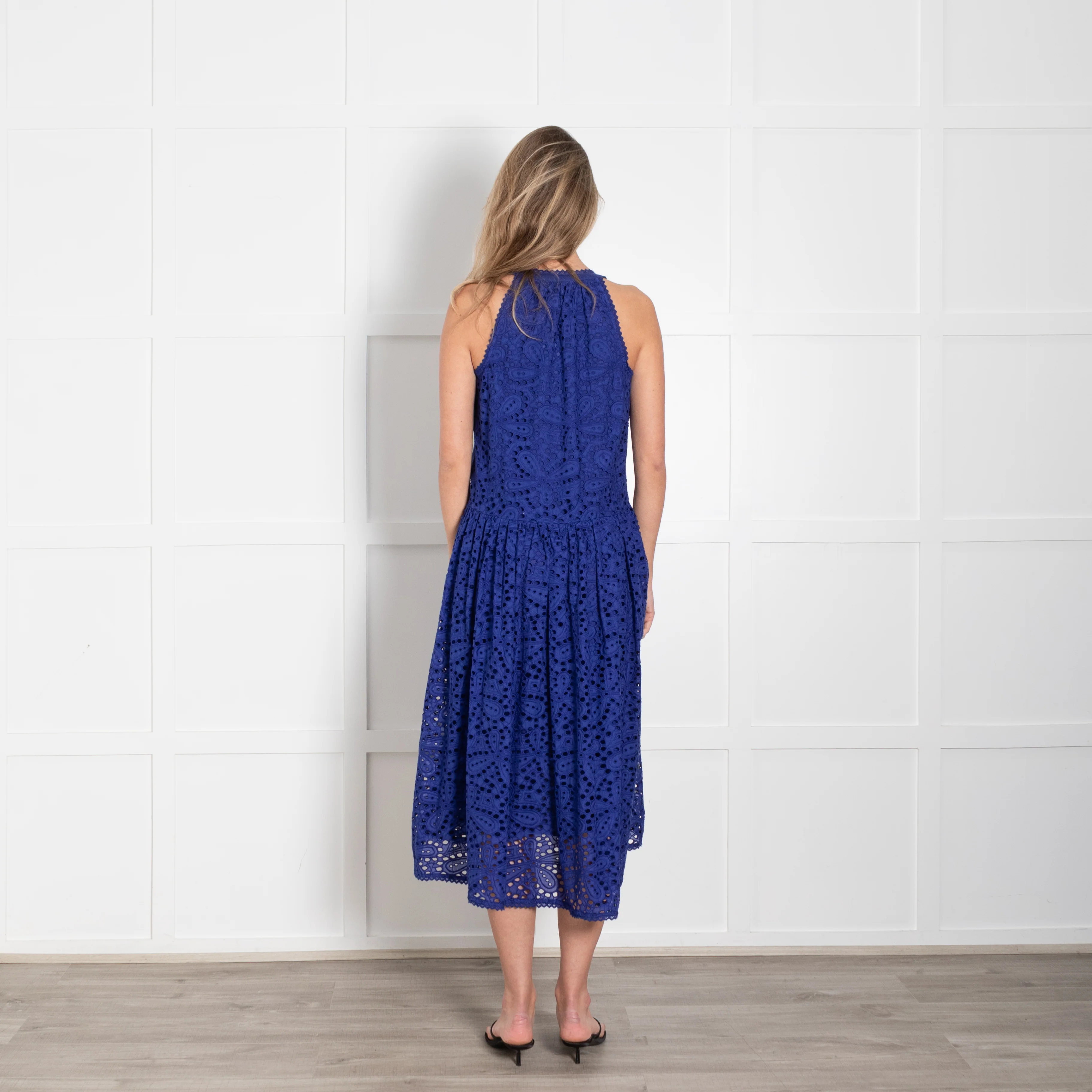 Me + Em Blue Broderie Anglaise Sleeveless Dress - Image 5
