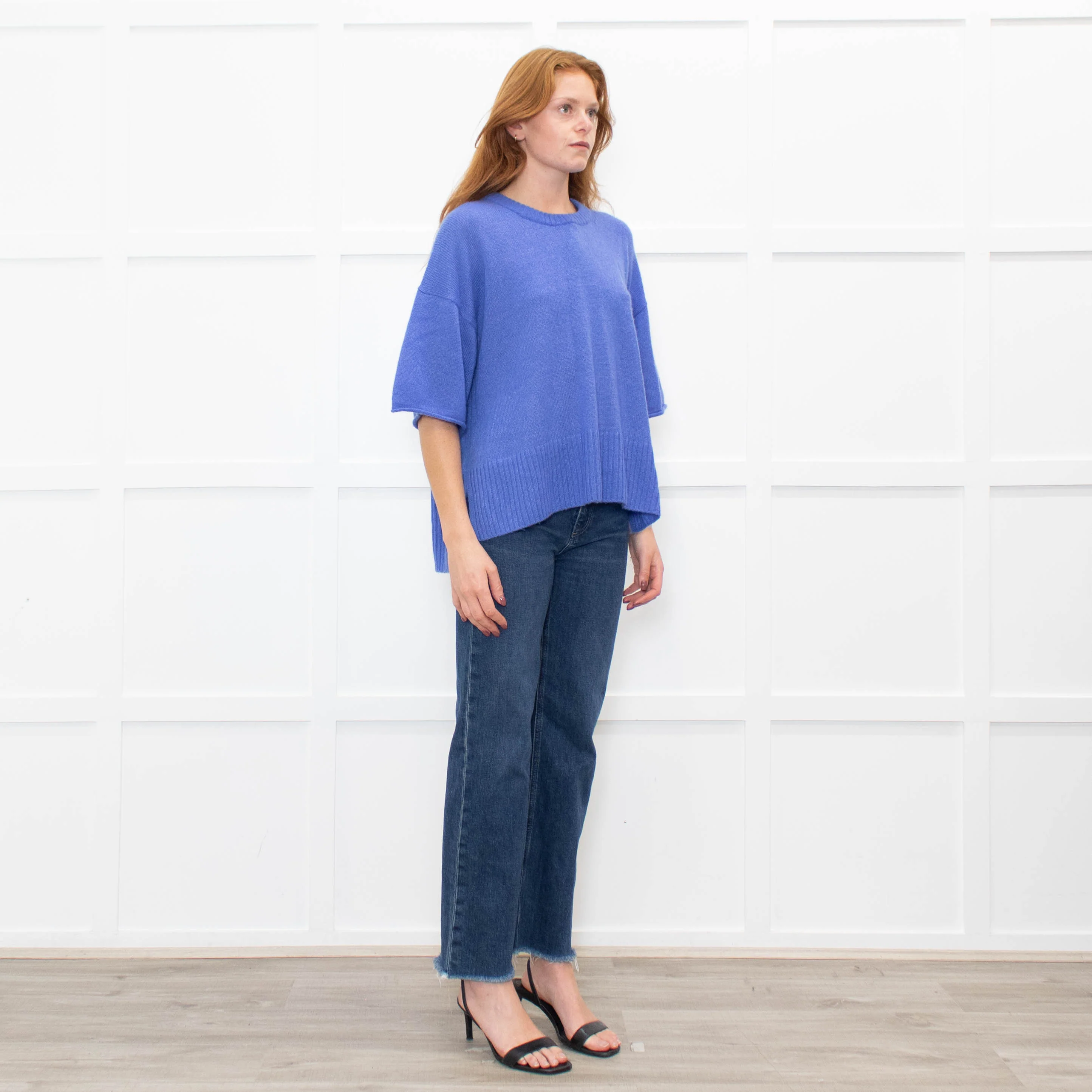 Me + Em Blue Cashmere Blend Short Sleeve Sweater - Image 7
