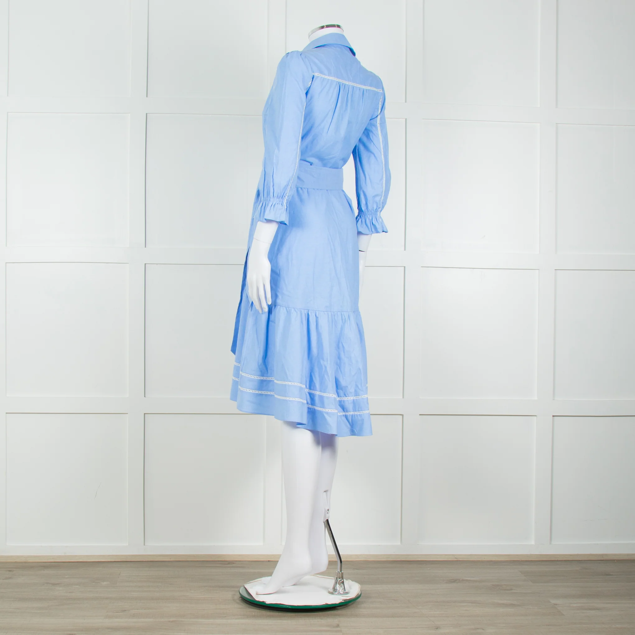 Me + Em Blue Cotton Buttoned Up Peplum Dress - Image 4