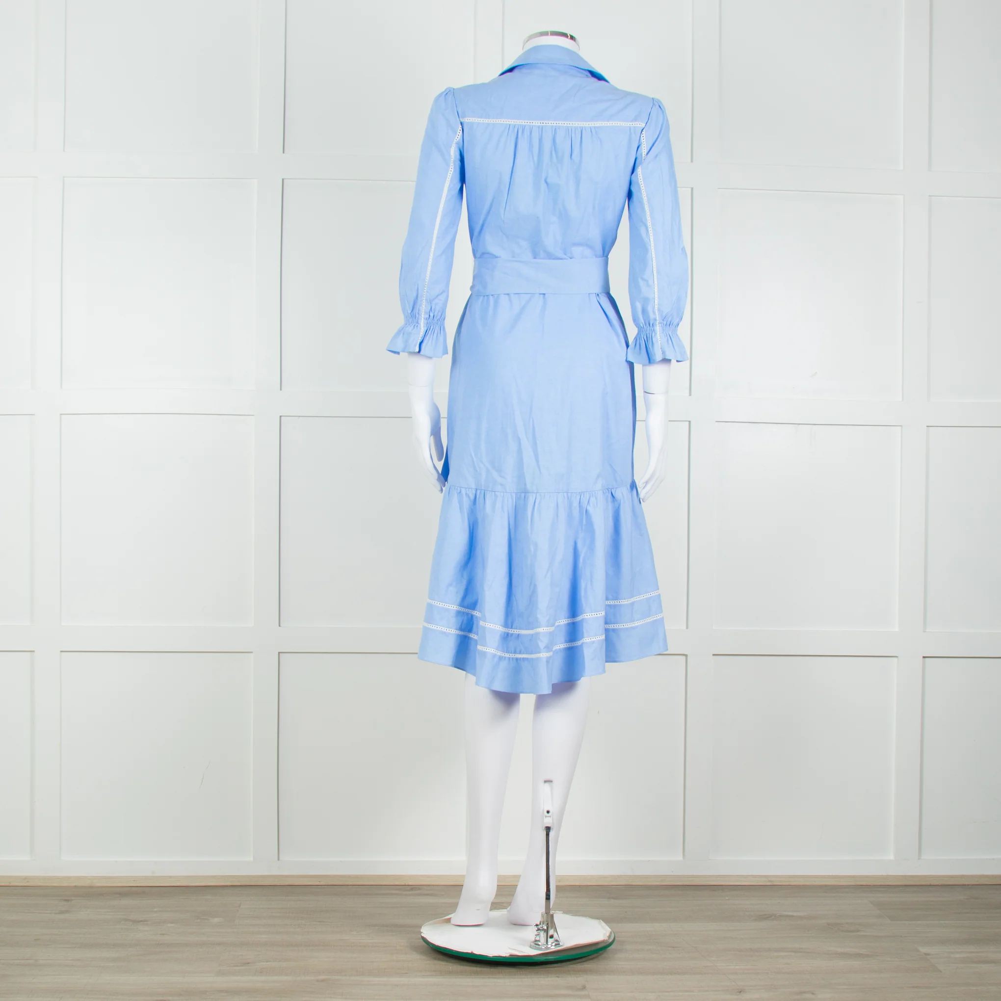 Me + Em Blue Cotton Buttoned Up Peplum Dress - Image 5