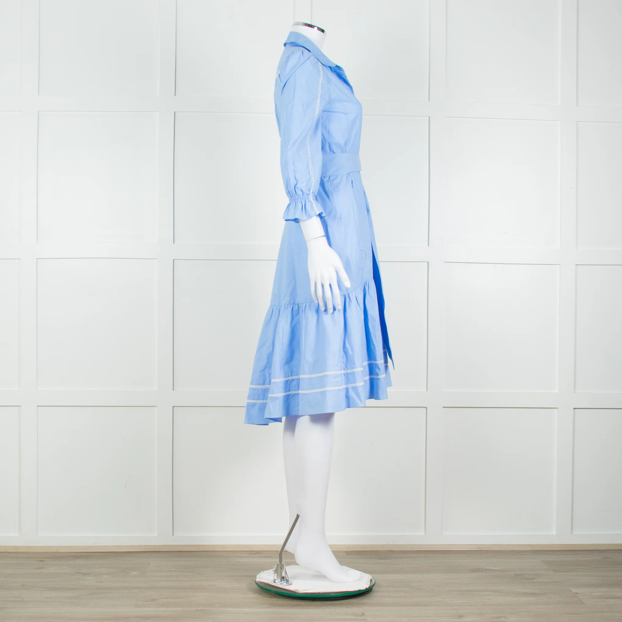Me + Em Blue Cotton Buttoned Up Peplum Dress - Image 7