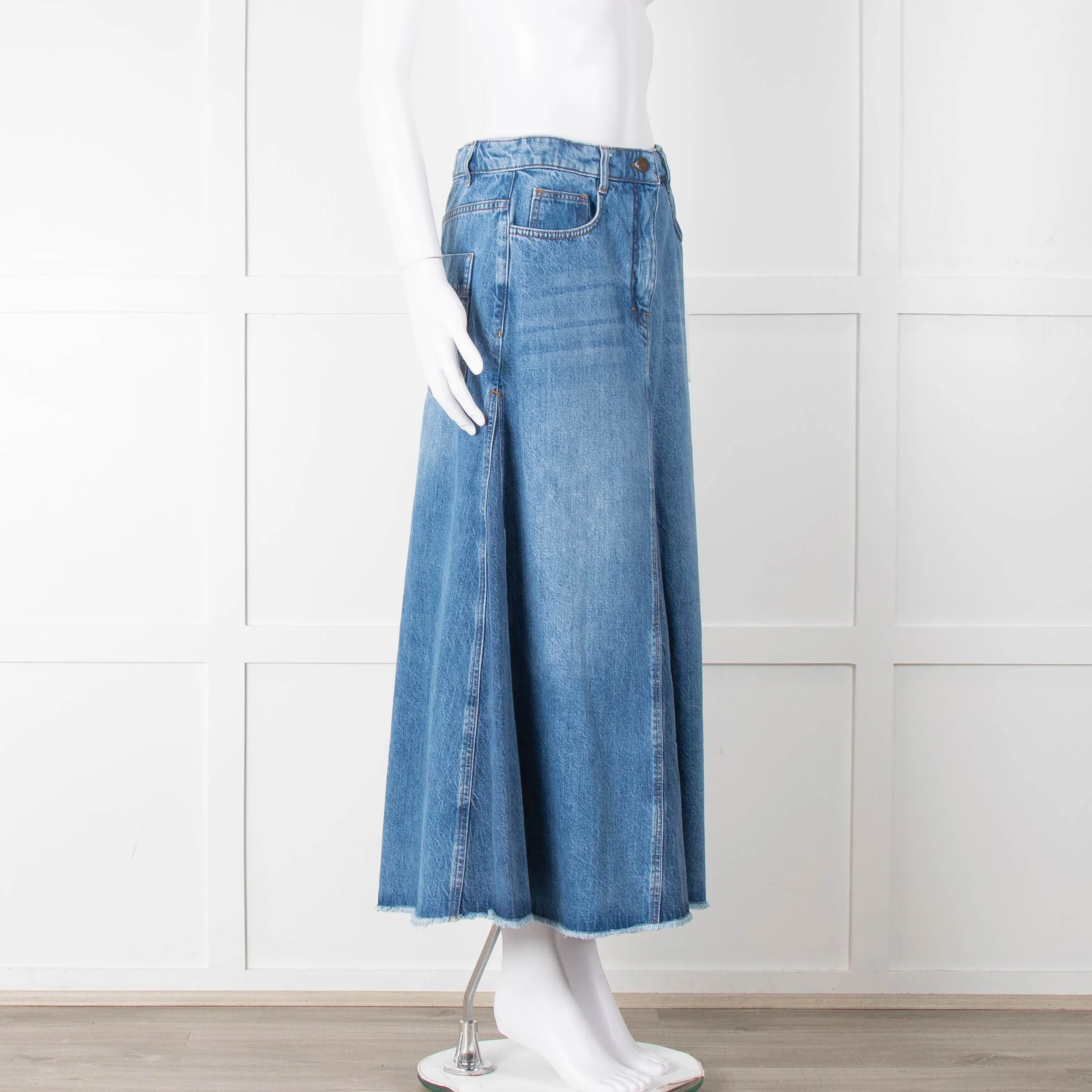 Me + Em Blue Denim A-Line Midi Skirt - Image 2