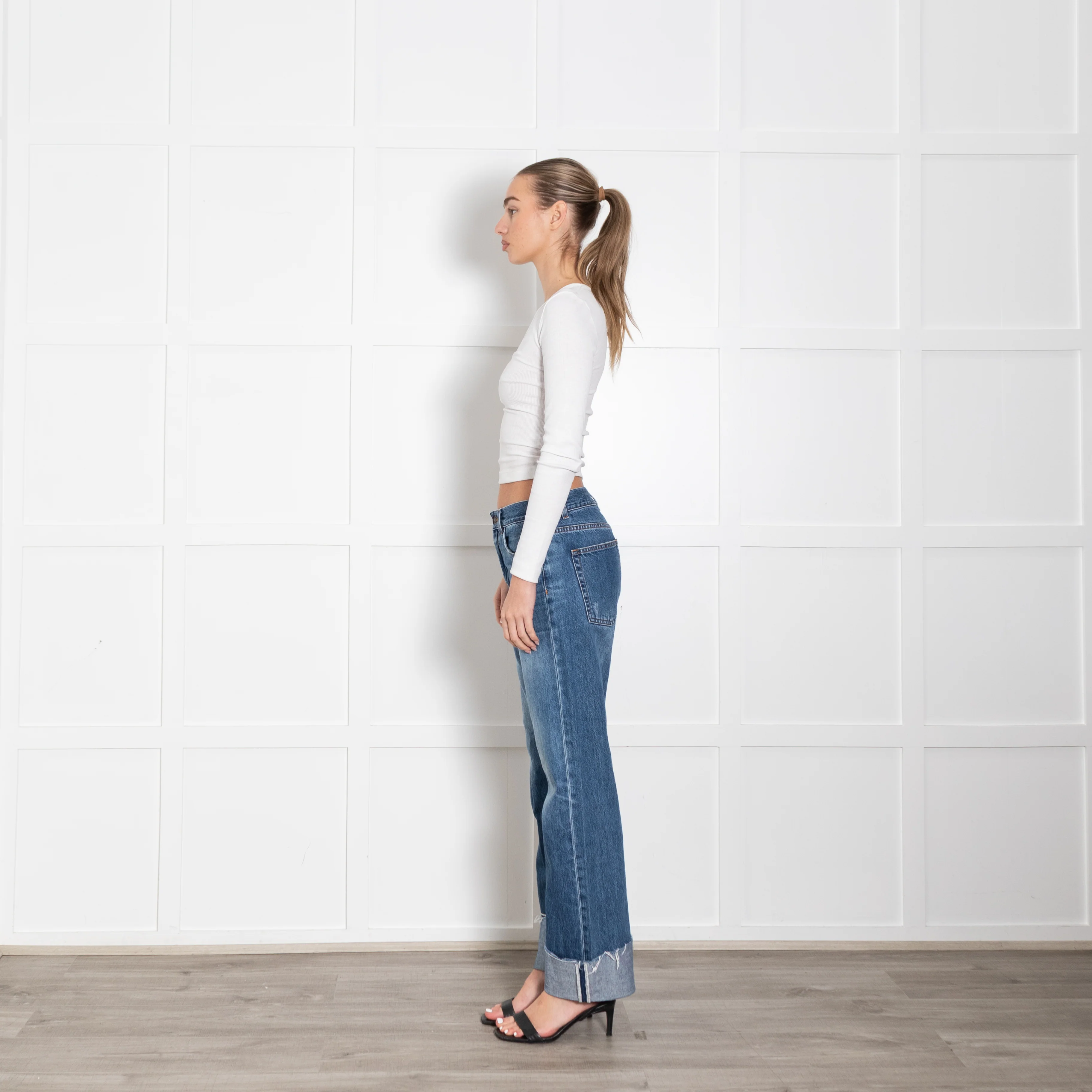 Me + Em  Blue Denim Ankle Grazer Turn Up Jeans - Image 4