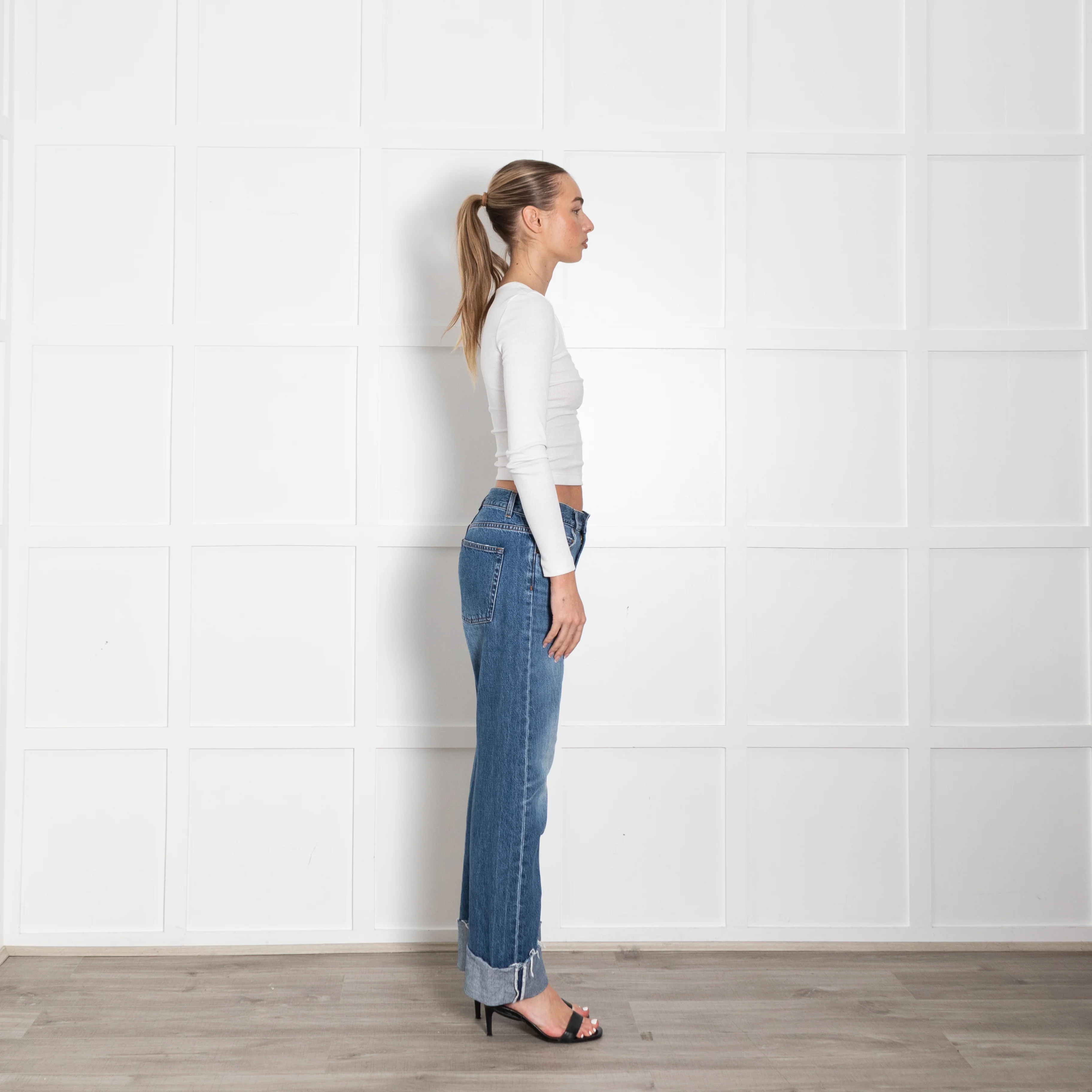Me + Em  Blue Denim Ankle Grazer Turn Up Jeans - Image 6