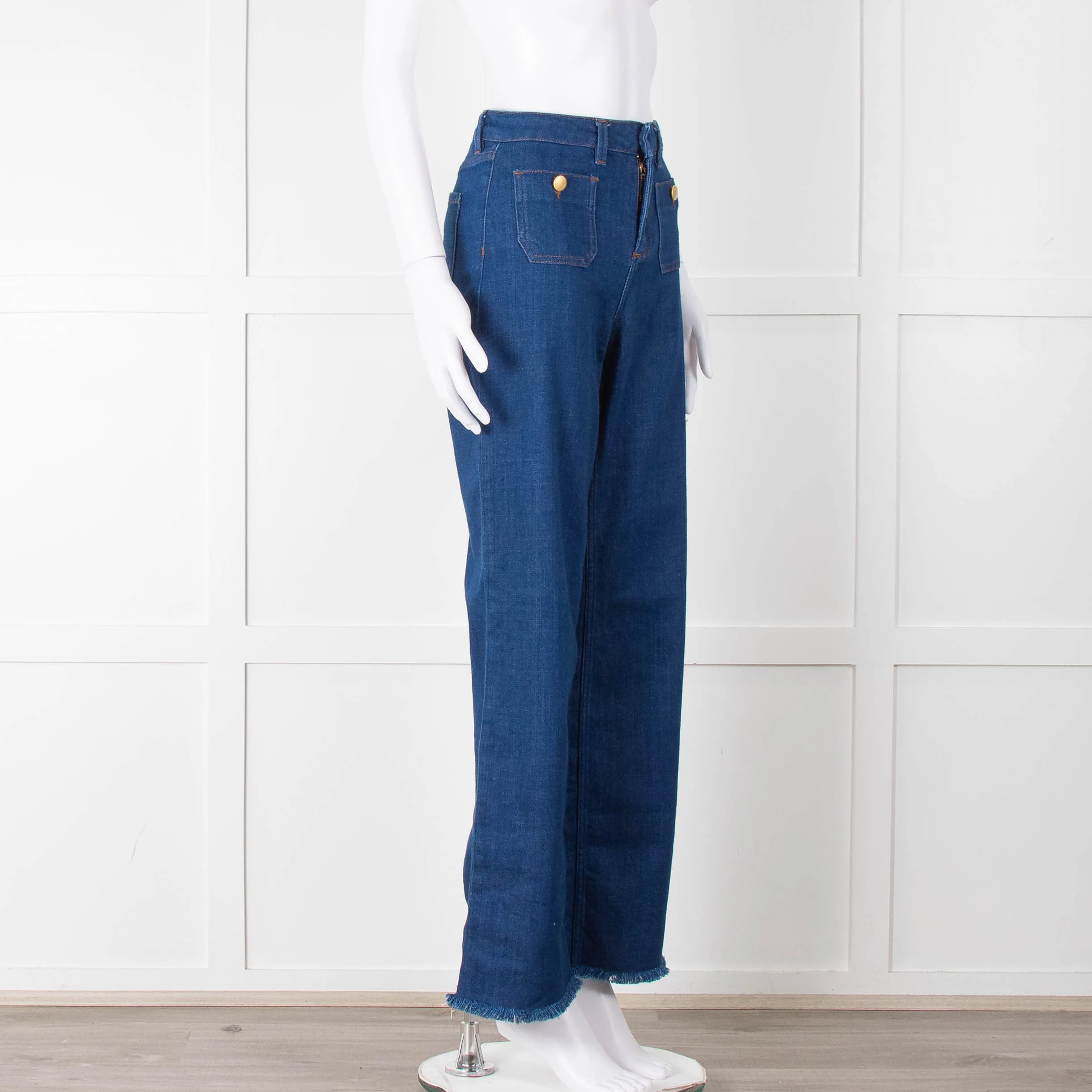 Me + Em Blue Front Pocket Wide Jeans - Image 2