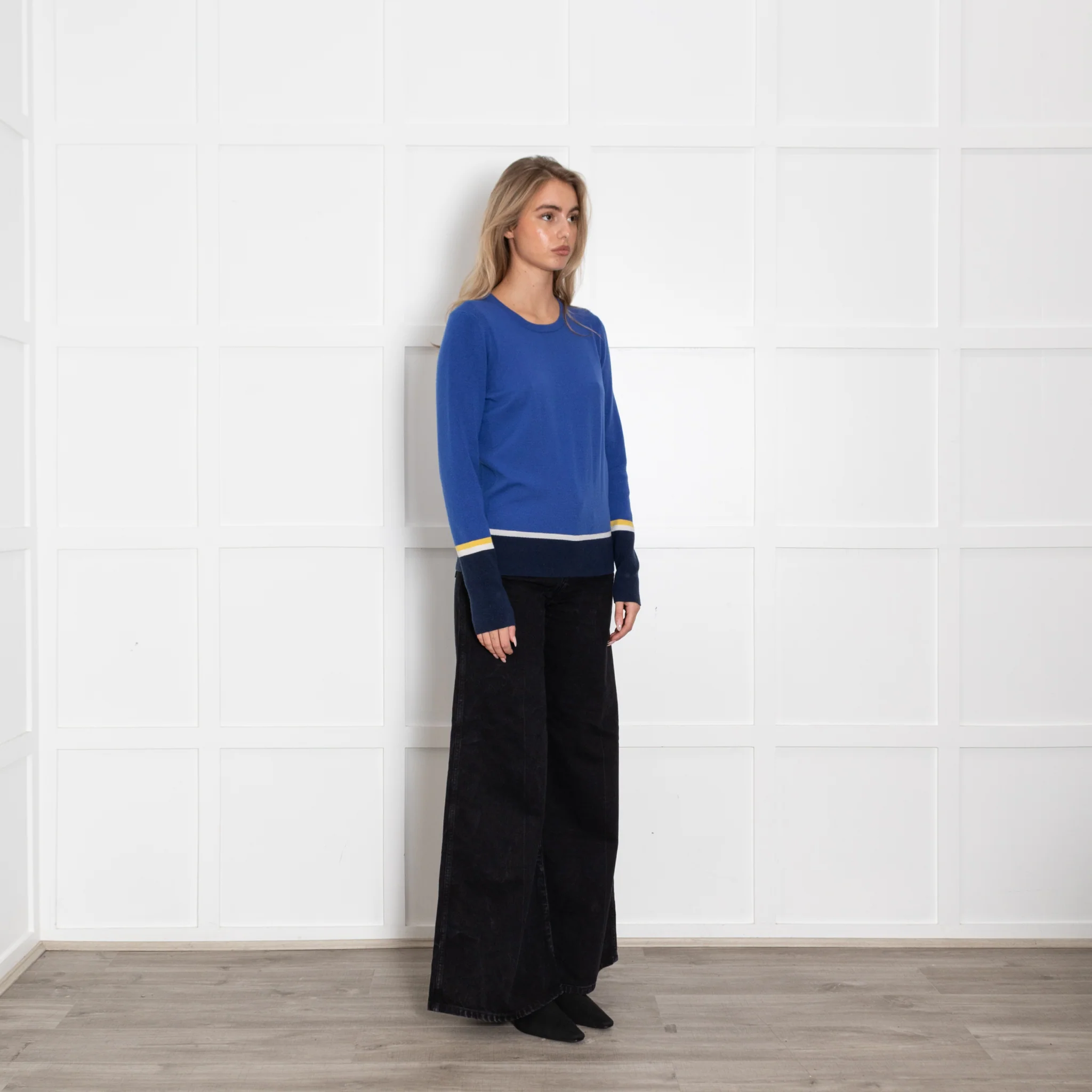 Me + Em Blue Wool Blend Fine Sweater - Image 7