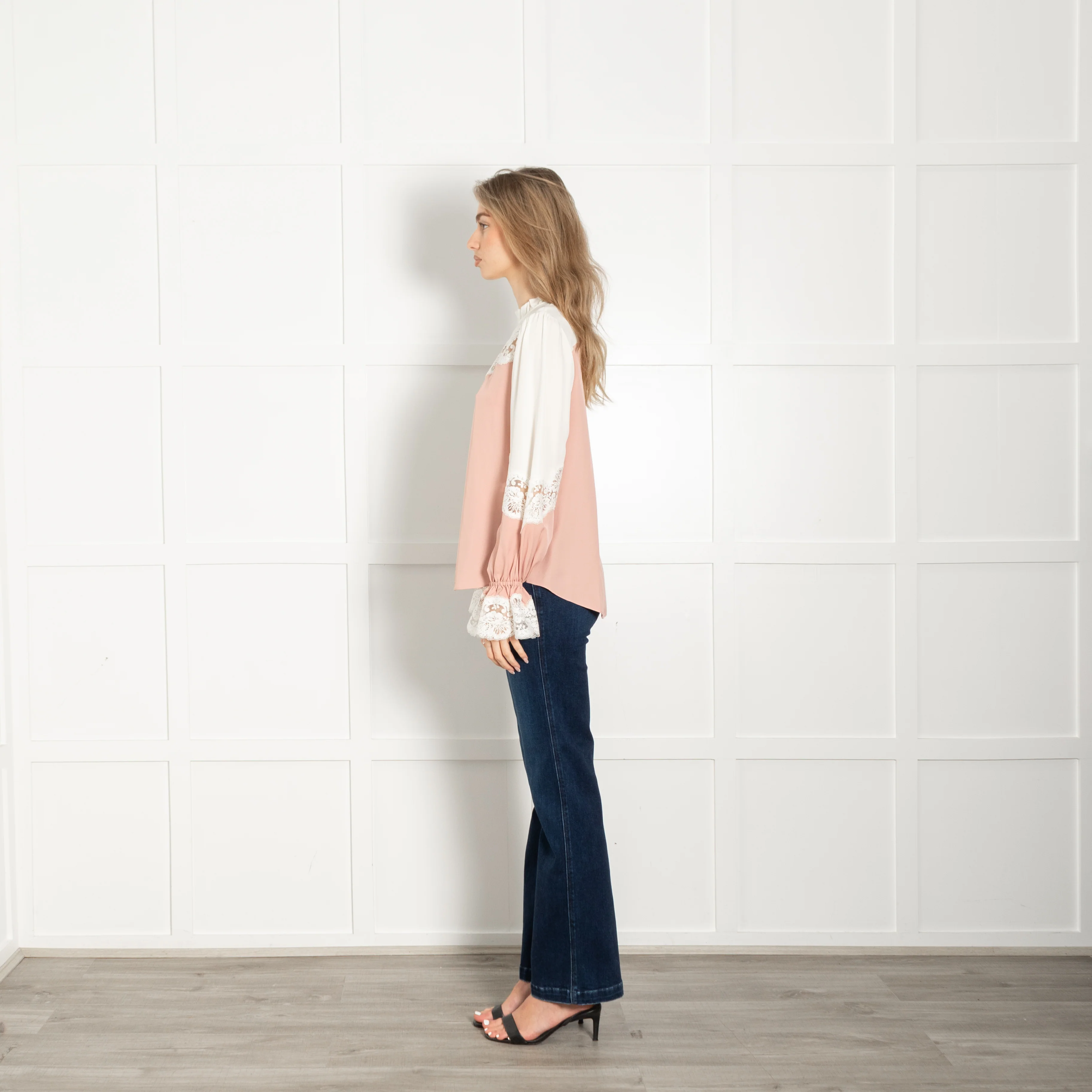 Me + Em Blush and Cream Lace Two Tone Blouse - Image 4