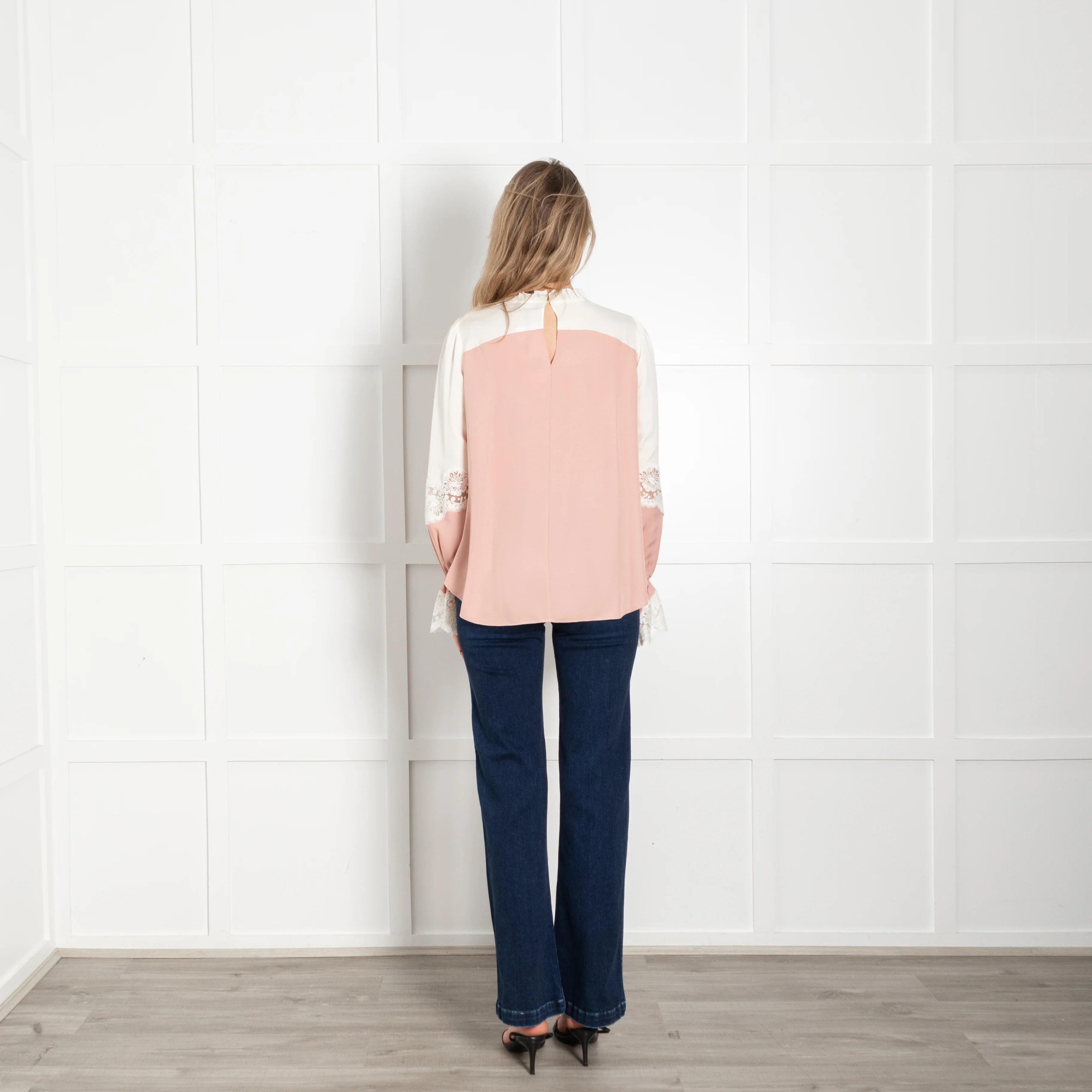 Me + Em Blush and Cream Lace Two Tone Blouse - Image 5