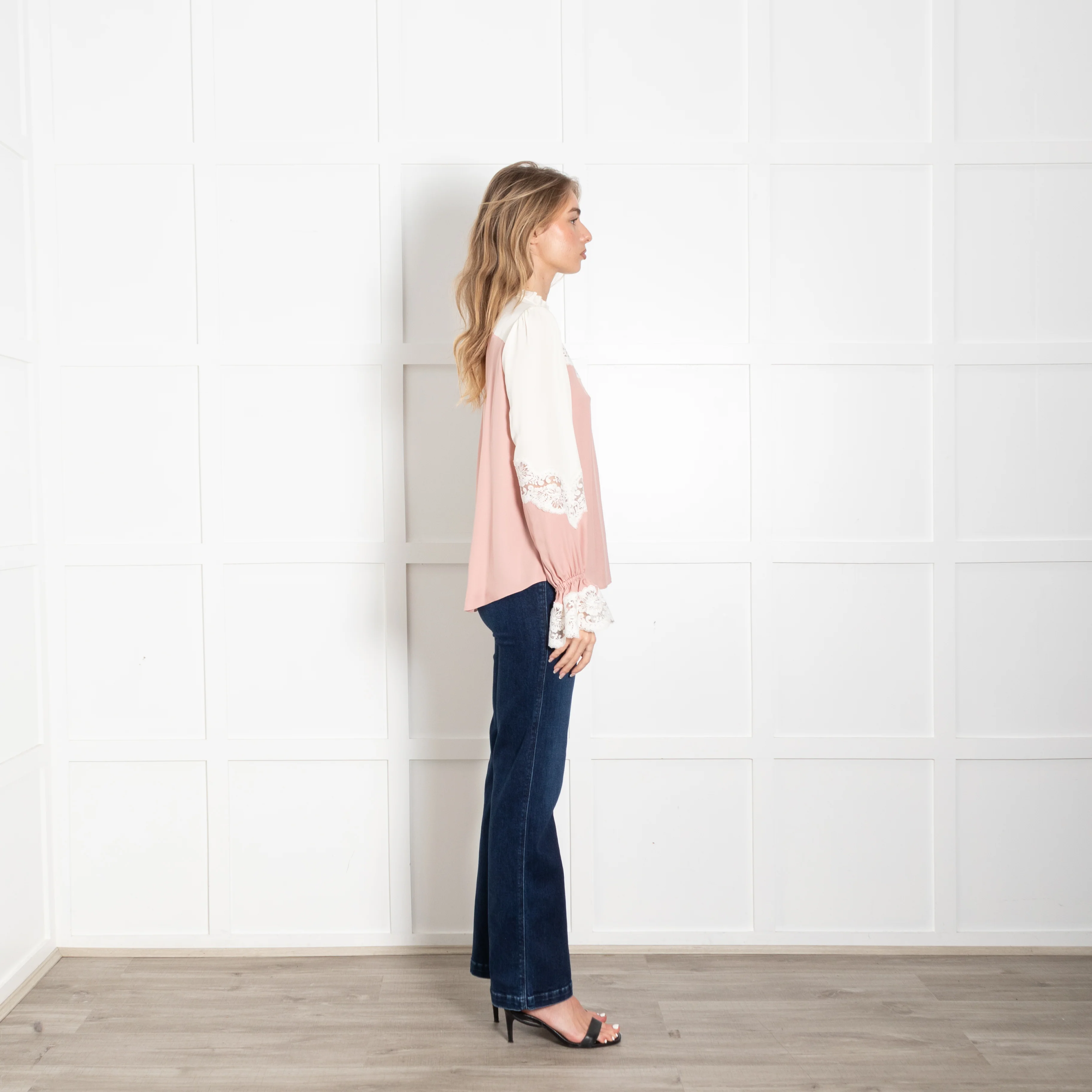Me + Em Blush and Cream Lace Two Tone Blouse - Image 6