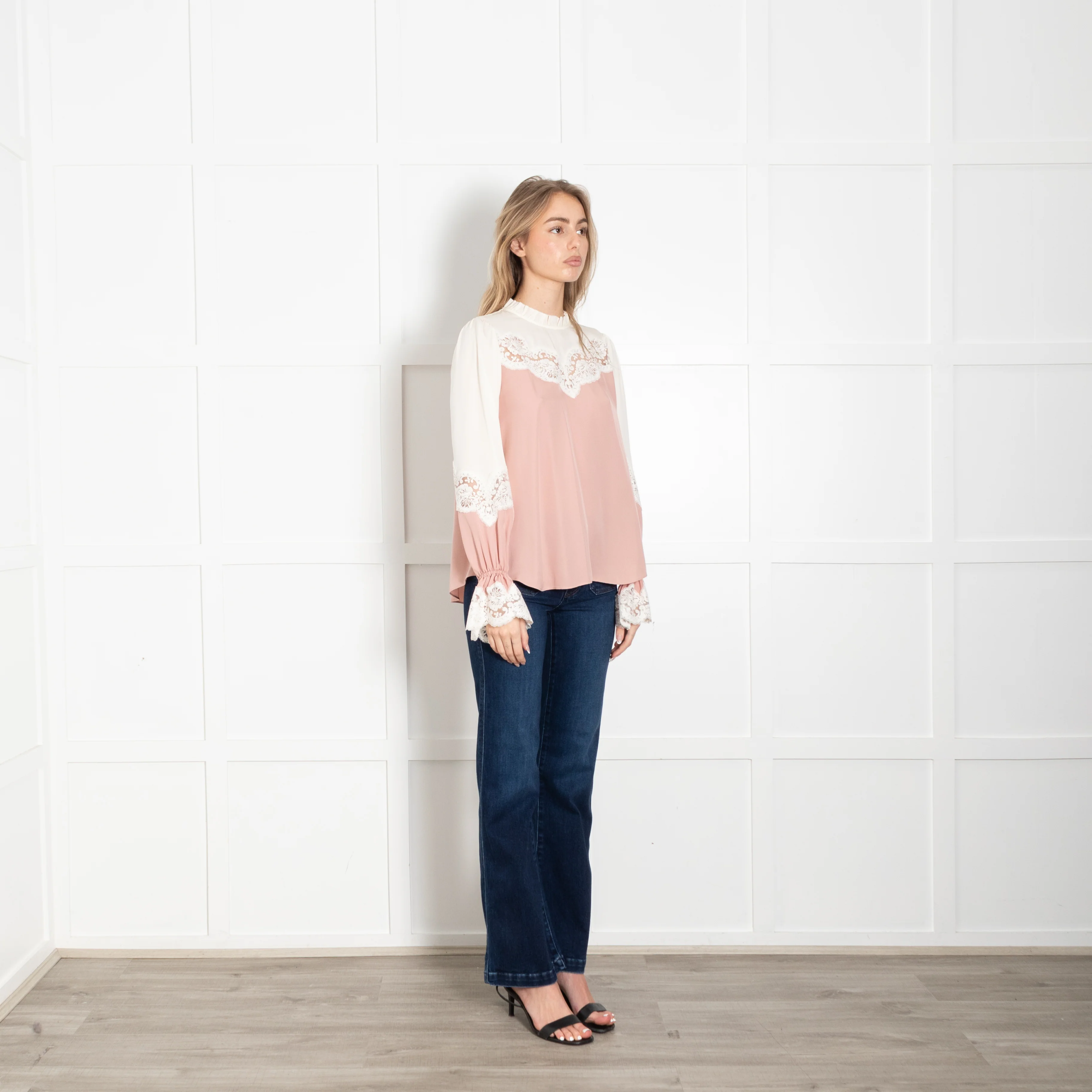 Me + Em Blush and Cream Lace Two Tone Blouse - Image 7