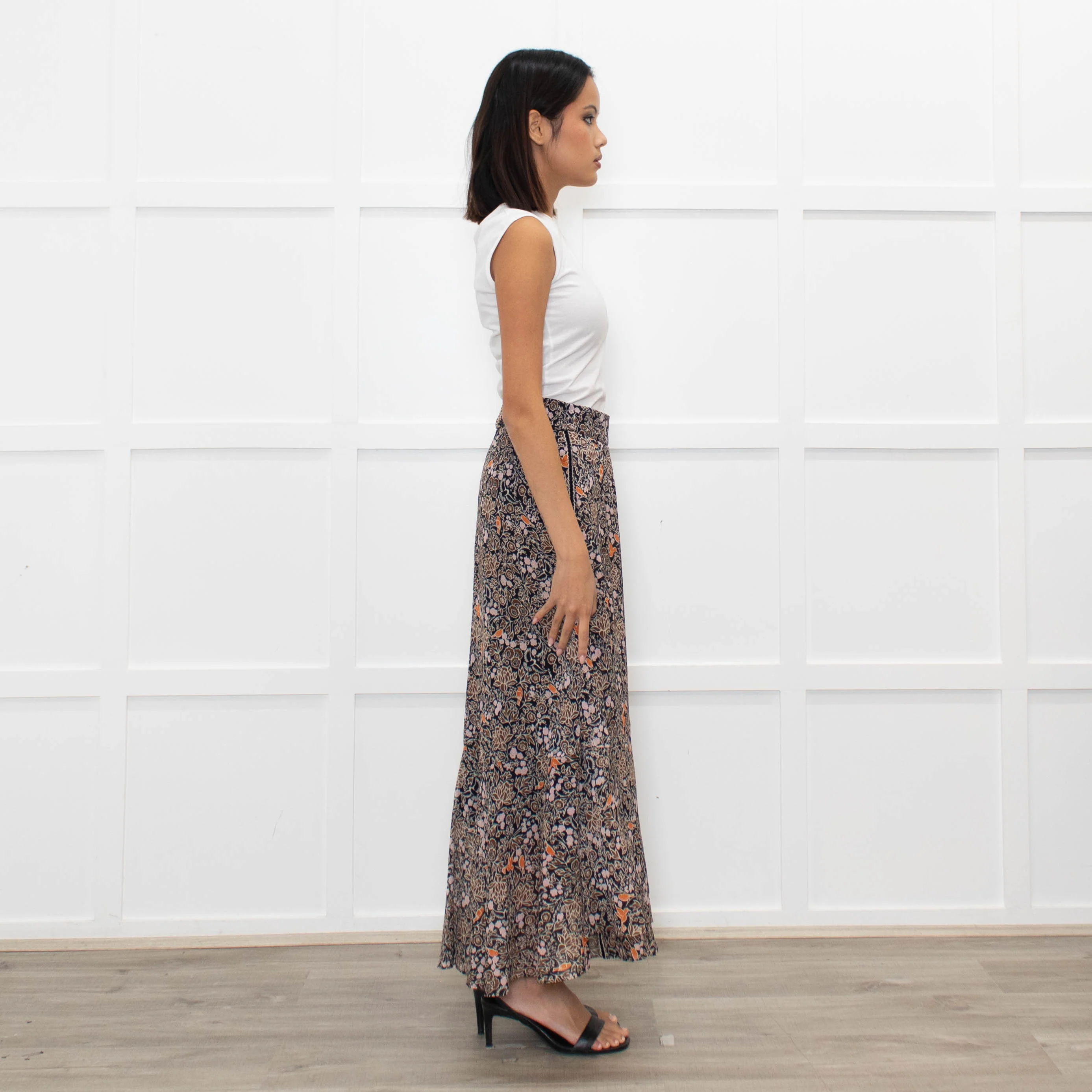 Me + Em Brown Floral Tiered Maxi Skirt - Image 6