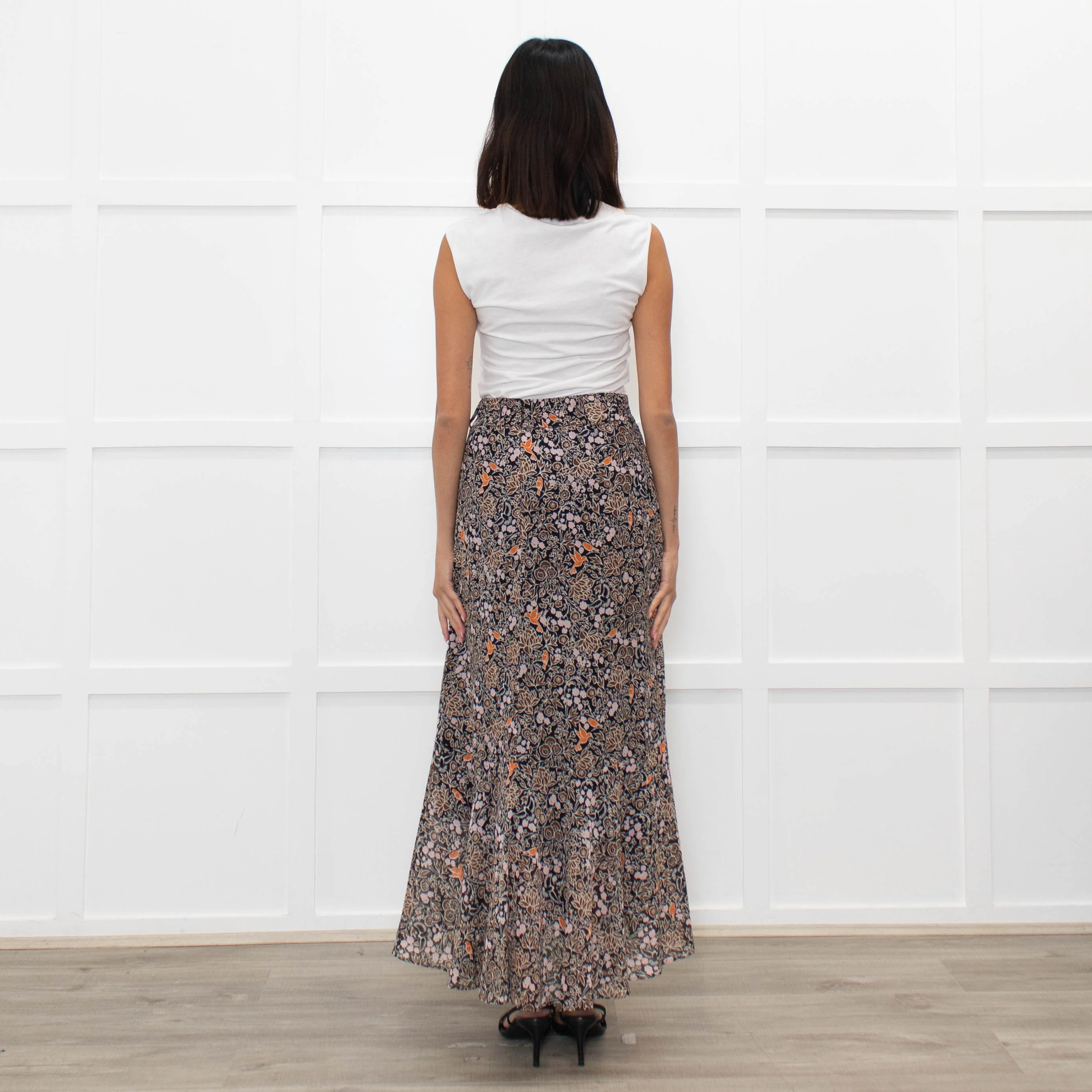 Me + Em Brown Floral Tiered Maxi Skirt - Image 7