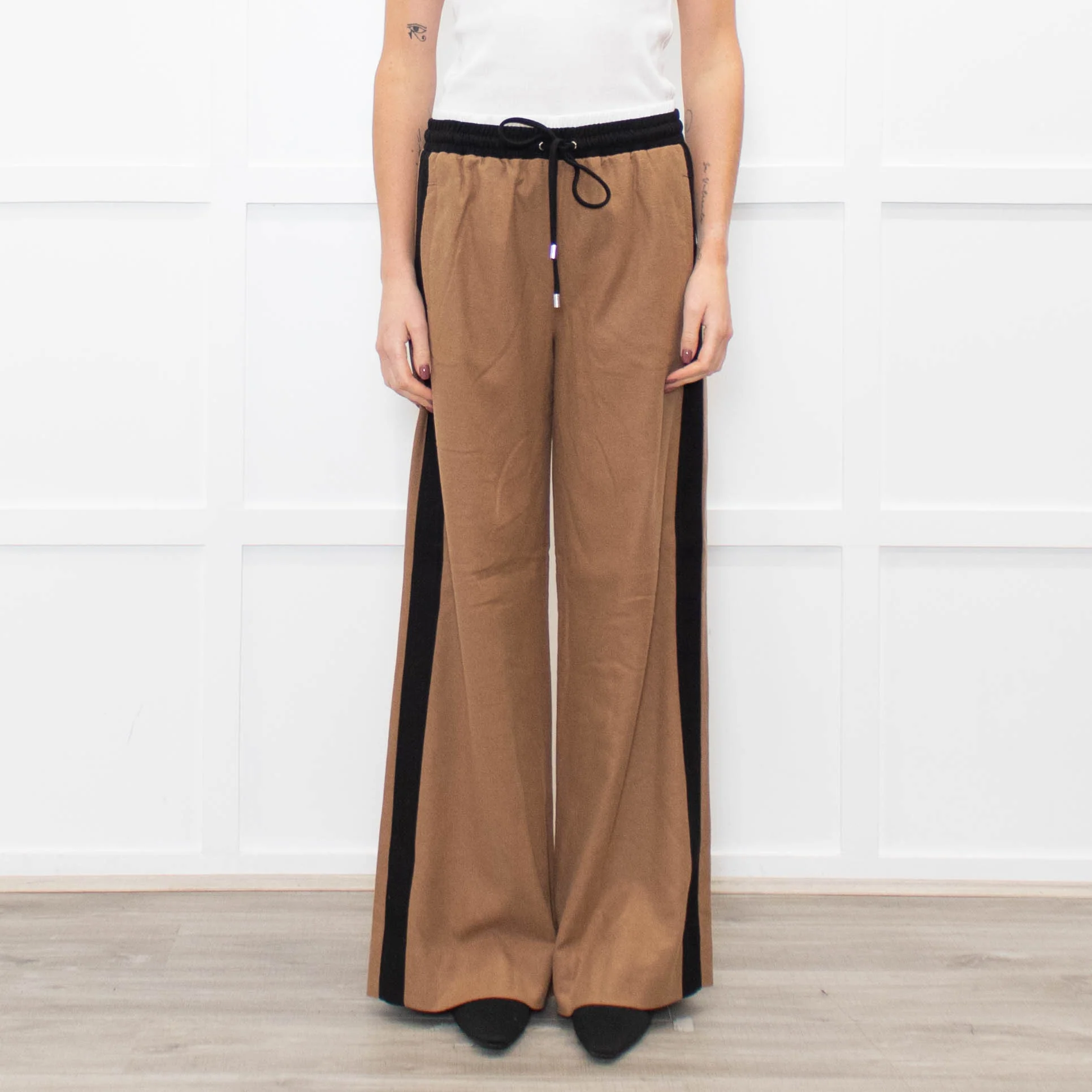 Me + Em Camel Double Waist Wide Leg Trousers - Image 2