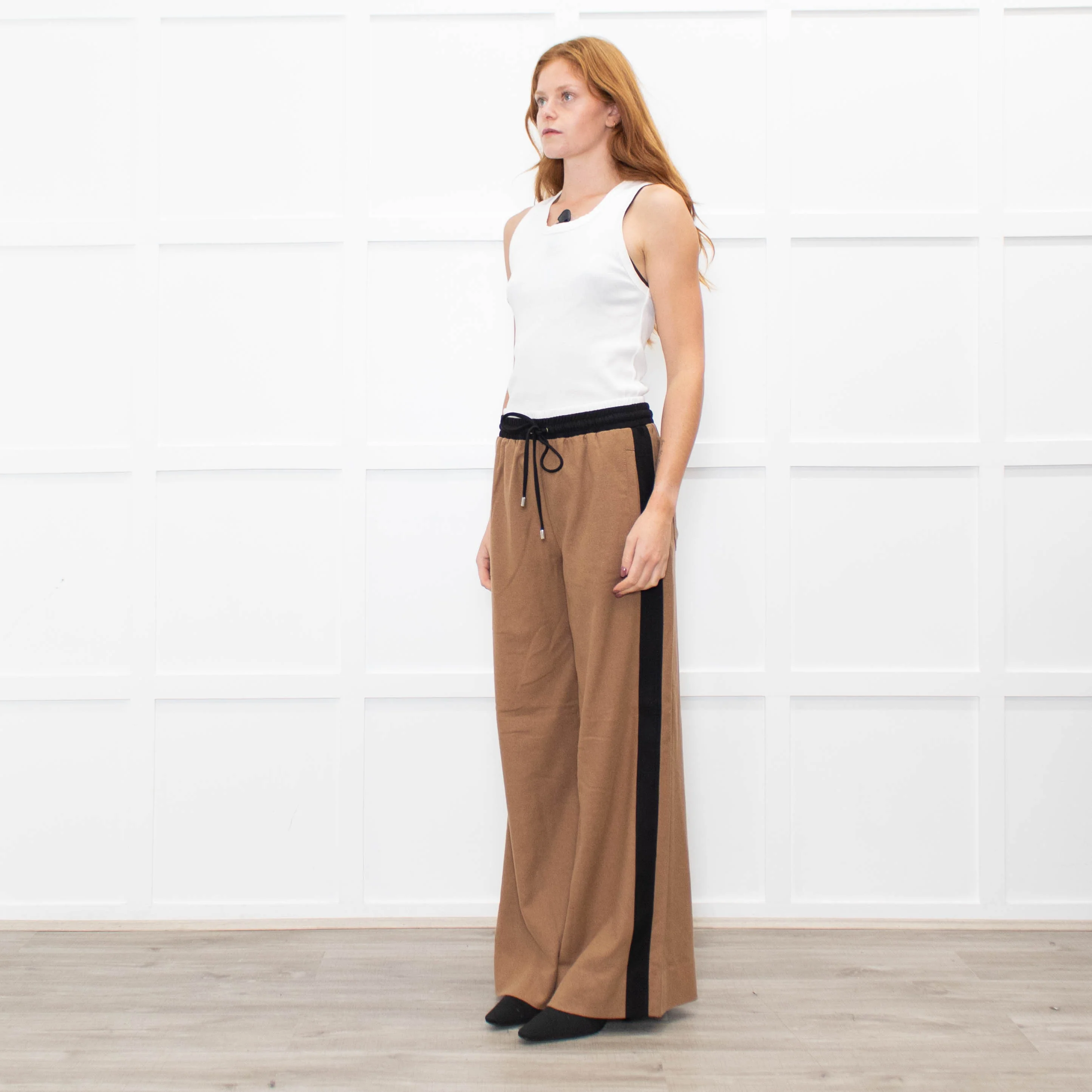 Me + Em Camel Double Waist Wide Leg Trousers - Image 3