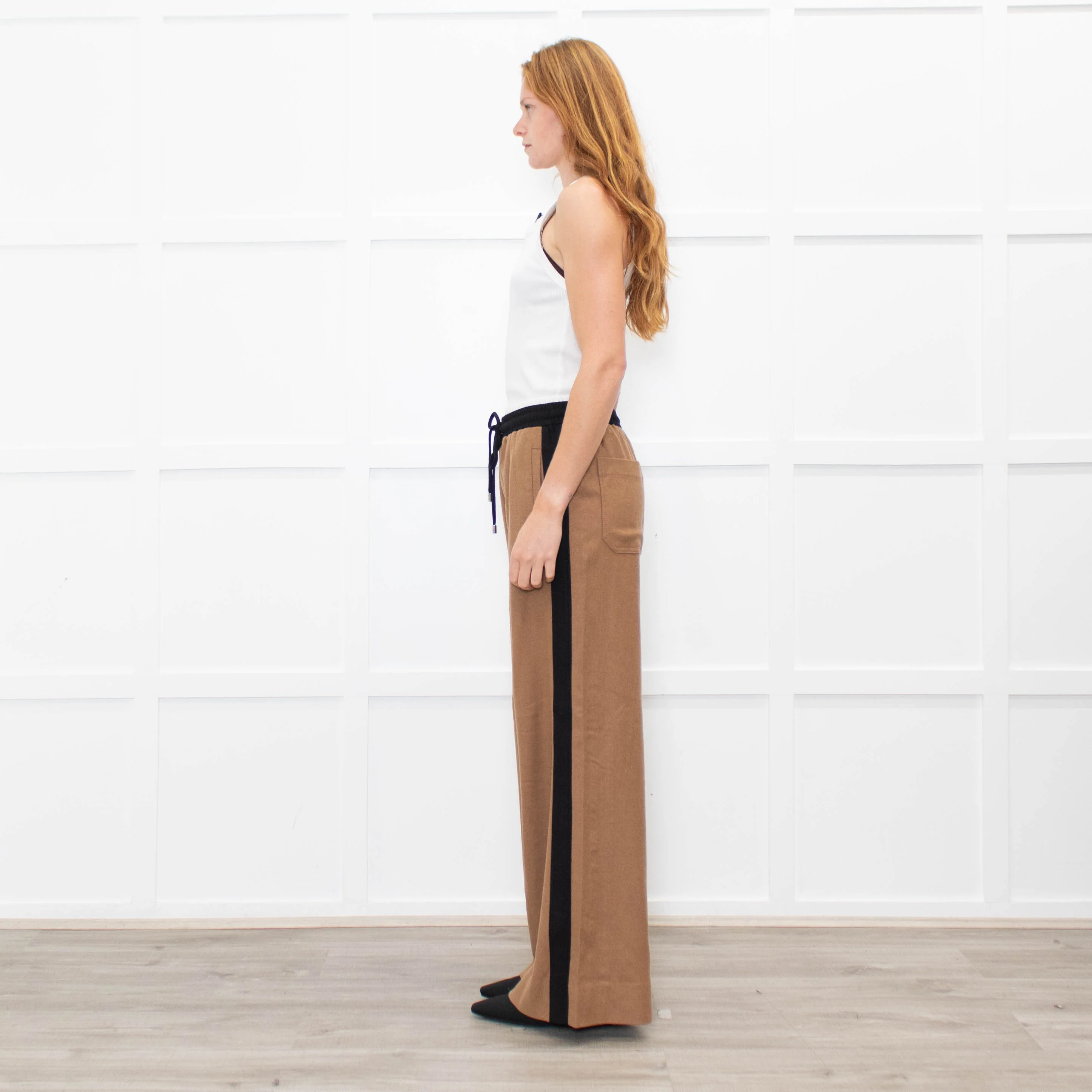 Me + Em Camel Double Waist Wide Leg Trousers - Image 4