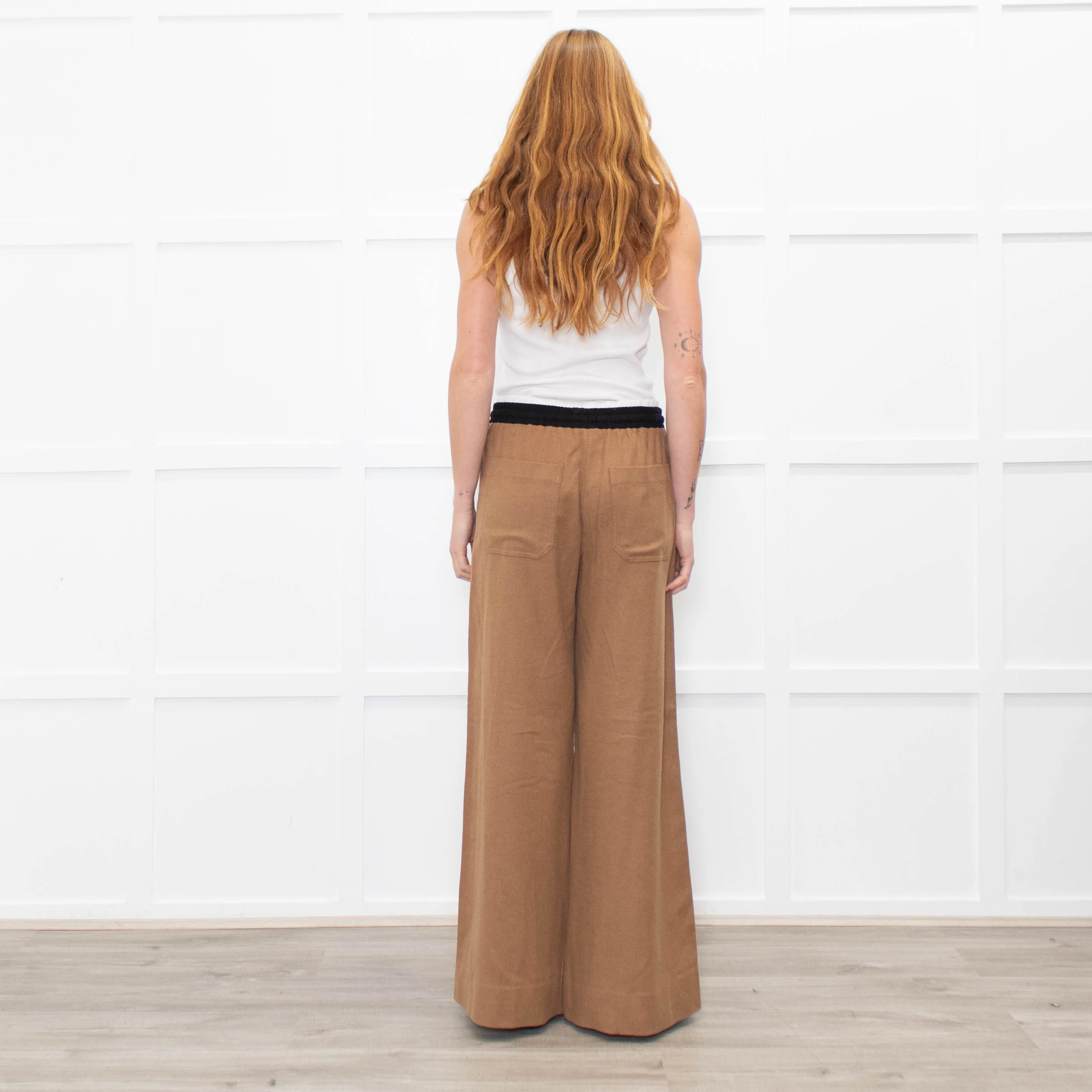 Me + Em Camel Double Waist Wide Leg Trousers - Image 5