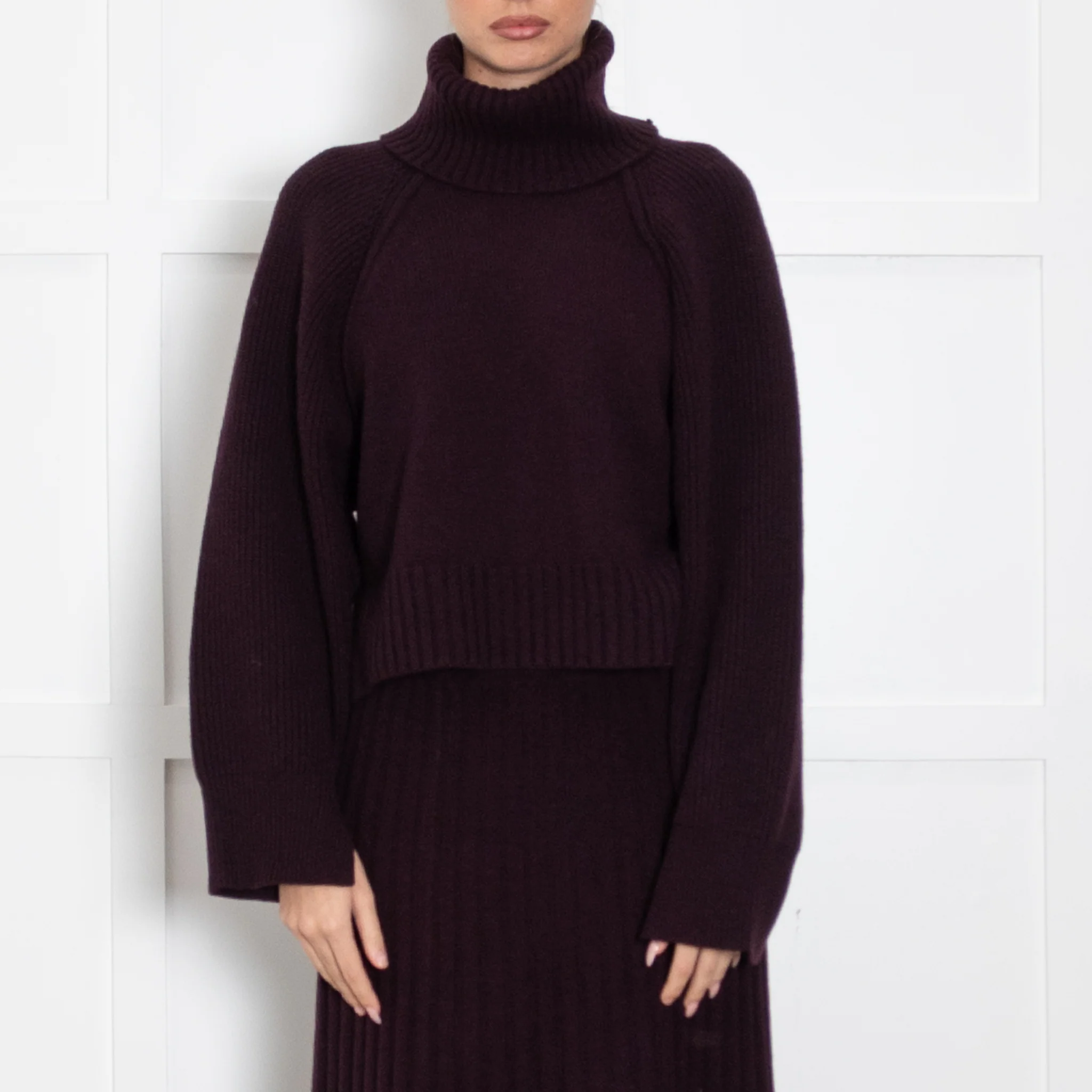 Me + Em Cashmere Mix Purple Jumper With Detachable Roll Neck - Image 2