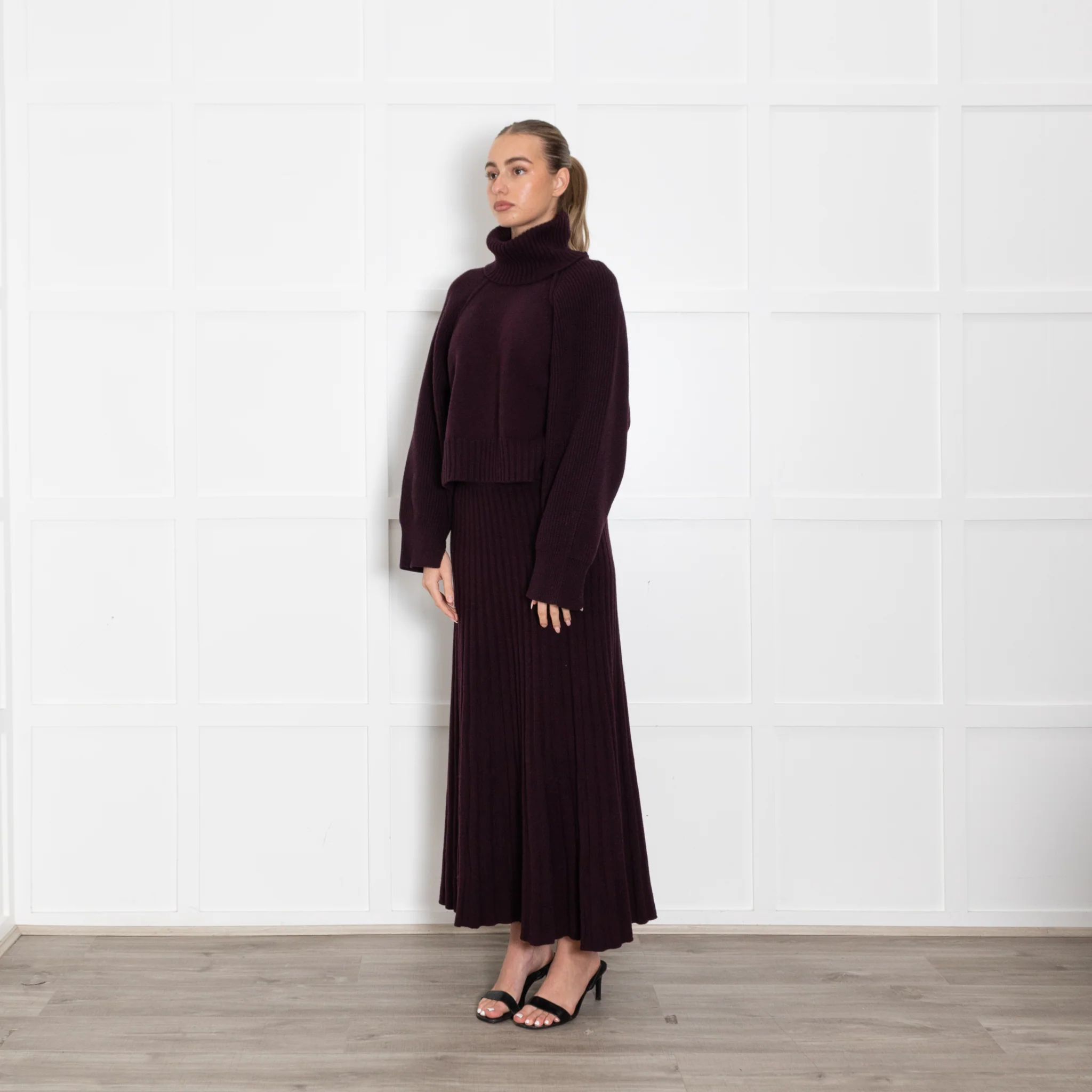 Me + Em Cashmere Mix Purple Jumper With Detachable Roll Neck - Image 3