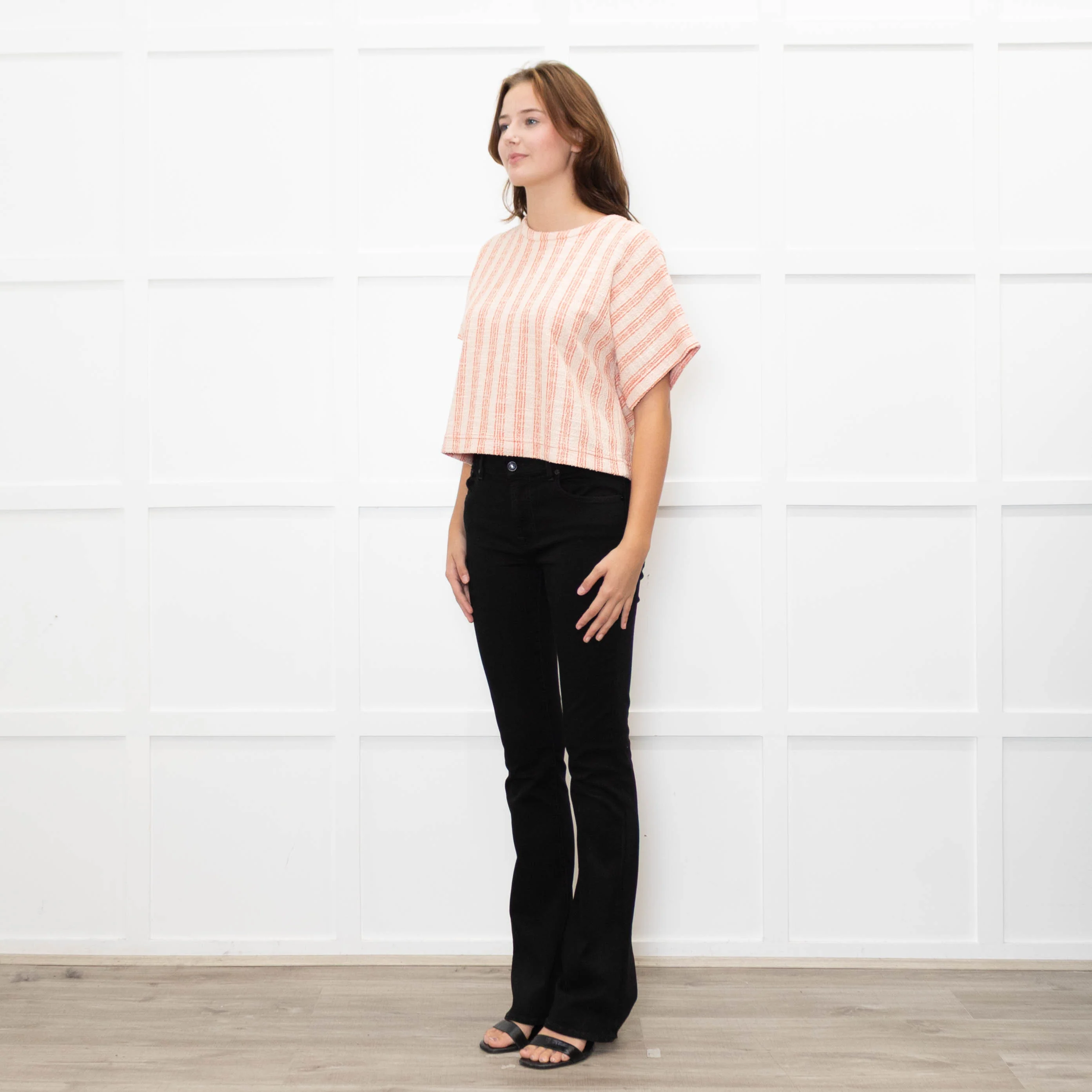 Me + Em Coral Check Textured Top - Image 3