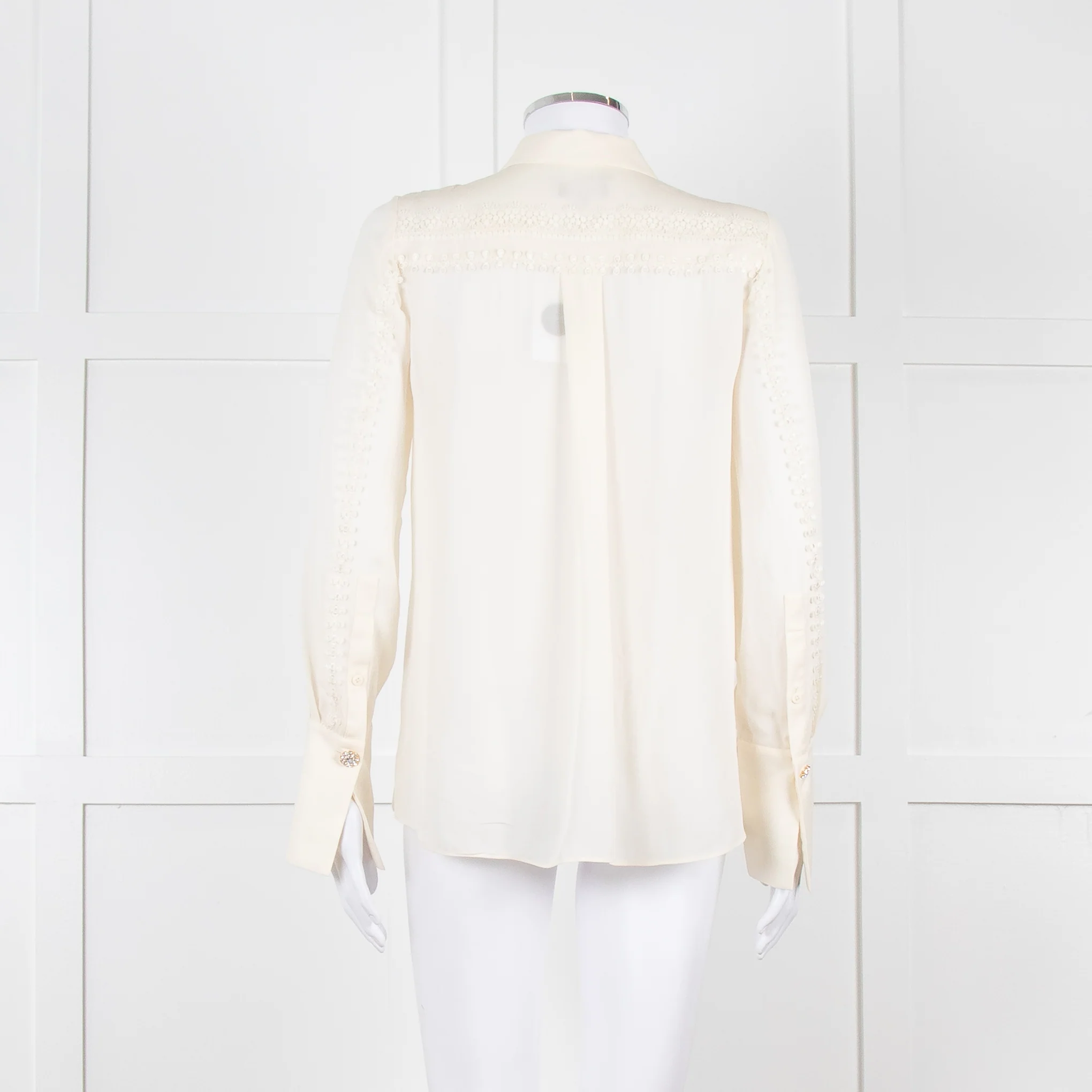 Me + Em Cream Blouse with Jewelled Buttons and Lace Panels - Image 6