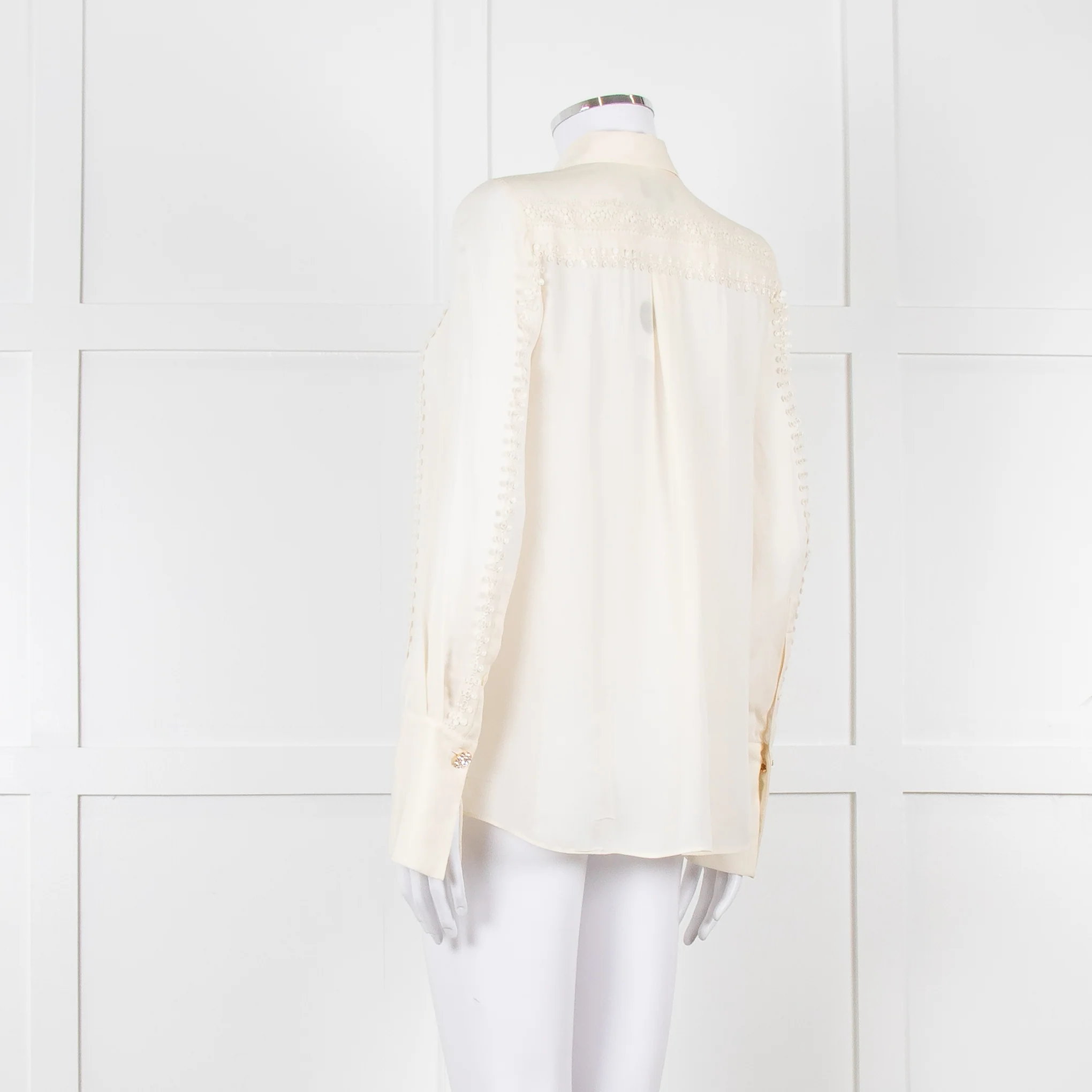 Me + Em Cream Blouse with Jewelled Buttons and Lace Panels - Image 7