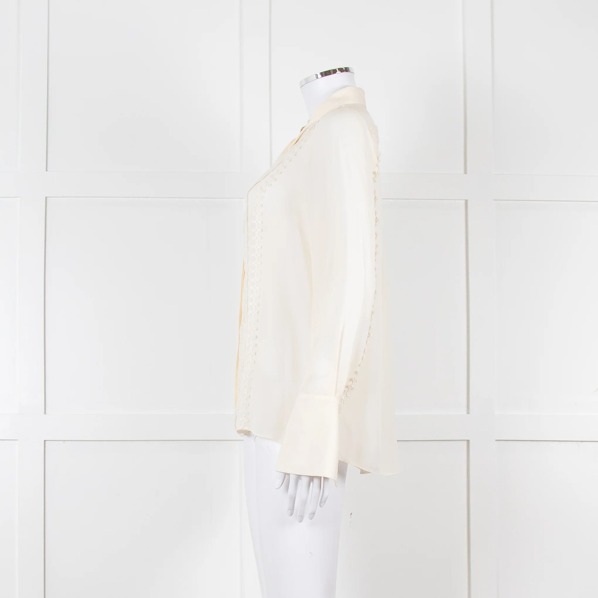 Me + Em Cream Blouse with Jewelled Buttons and Lace Panels - Image 8