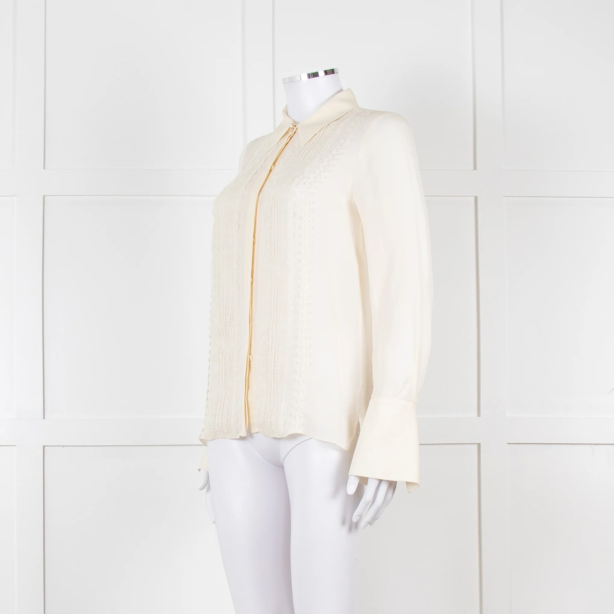 Me + Em Cream Blouse with Jewelled Buttons and Lace Panels - Image 9