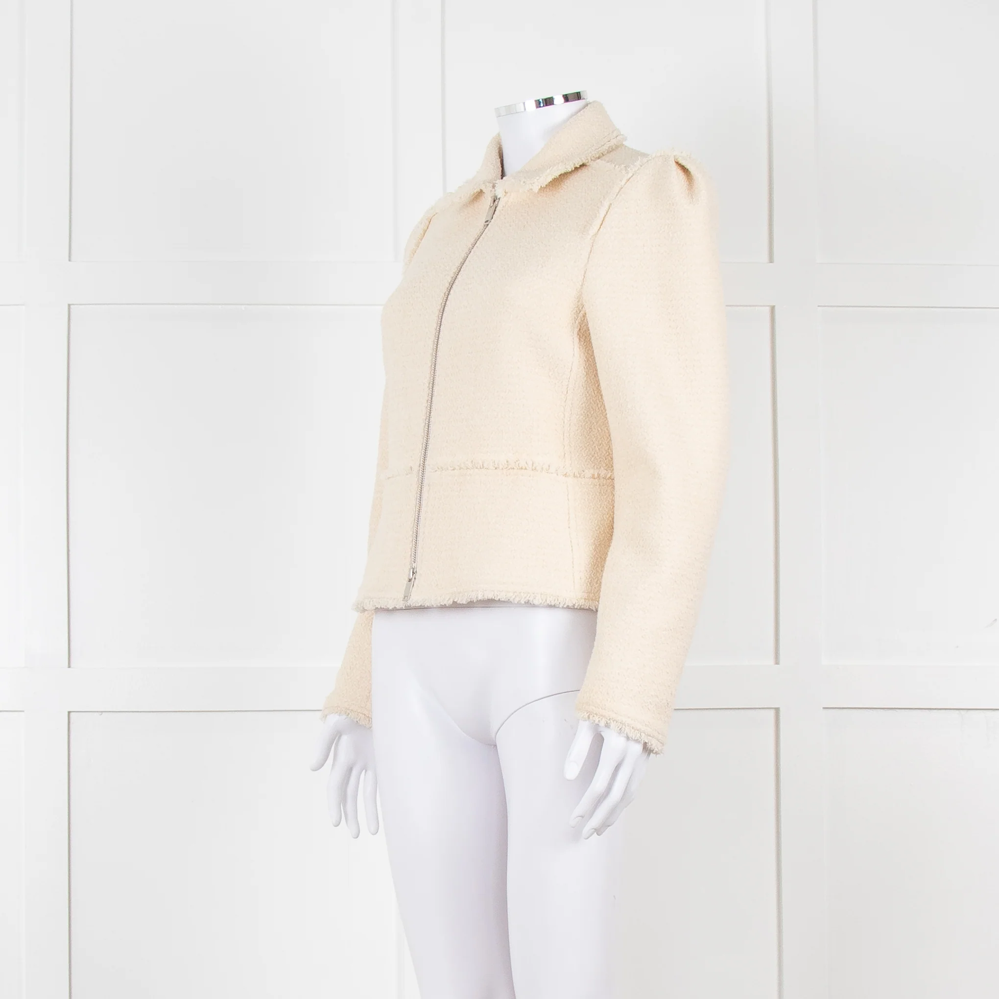 Me + Em Cream Boucle Collared Zip Up Jacket - Image 2