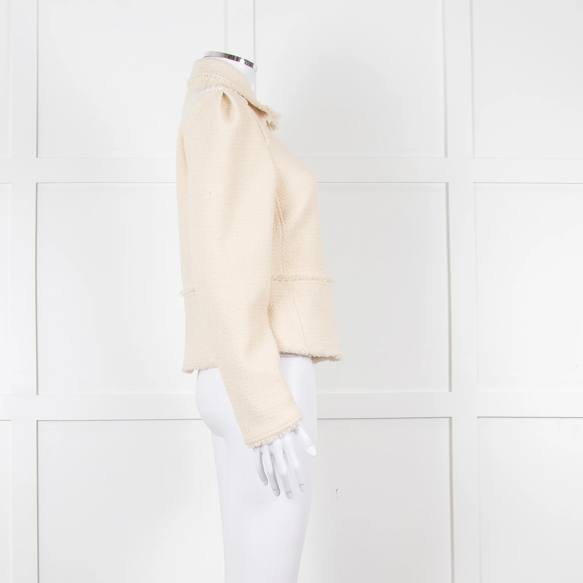 Me + Em Cream Boucle Collared Zip Up Jacket - Image 7