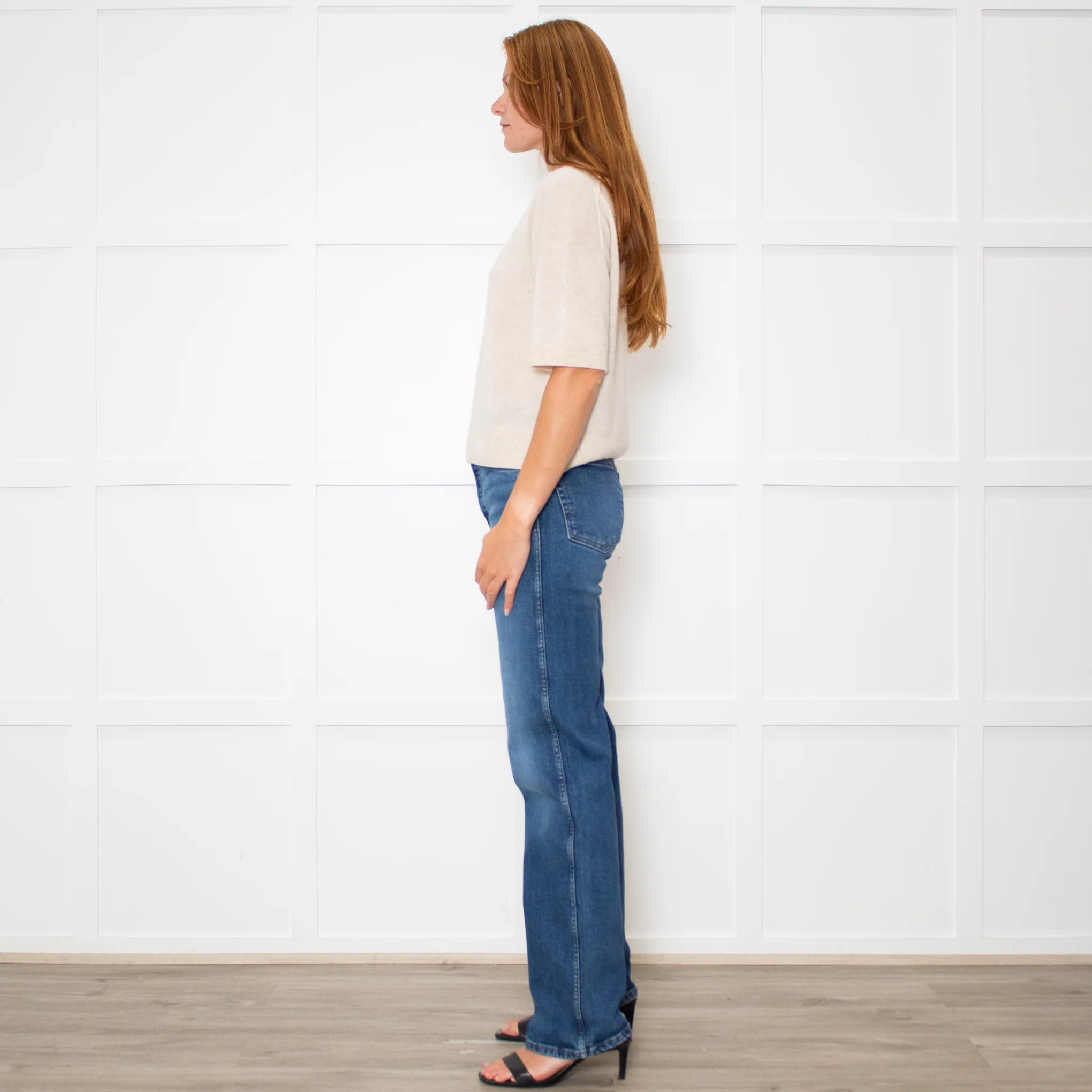 Me + Em Cream Cashmere Shortsleeve Roundneck Jumper - Image 3