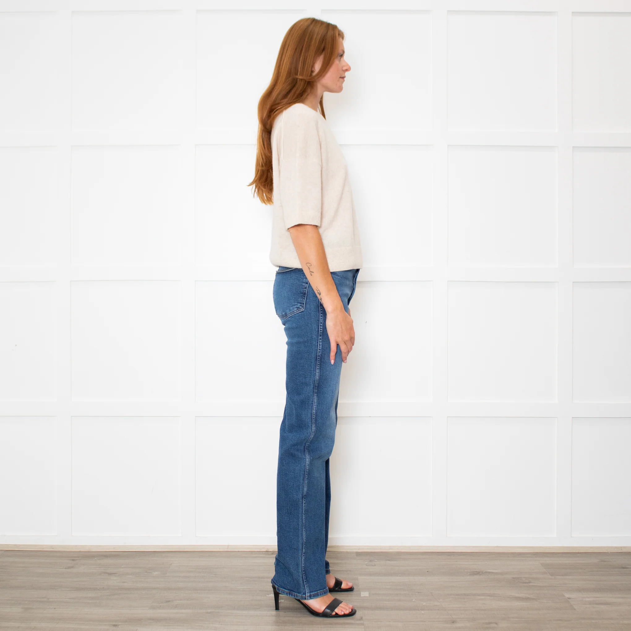 Me + Em Cream Cashmere Shortsleeve Roundneck Jumper - Image 5