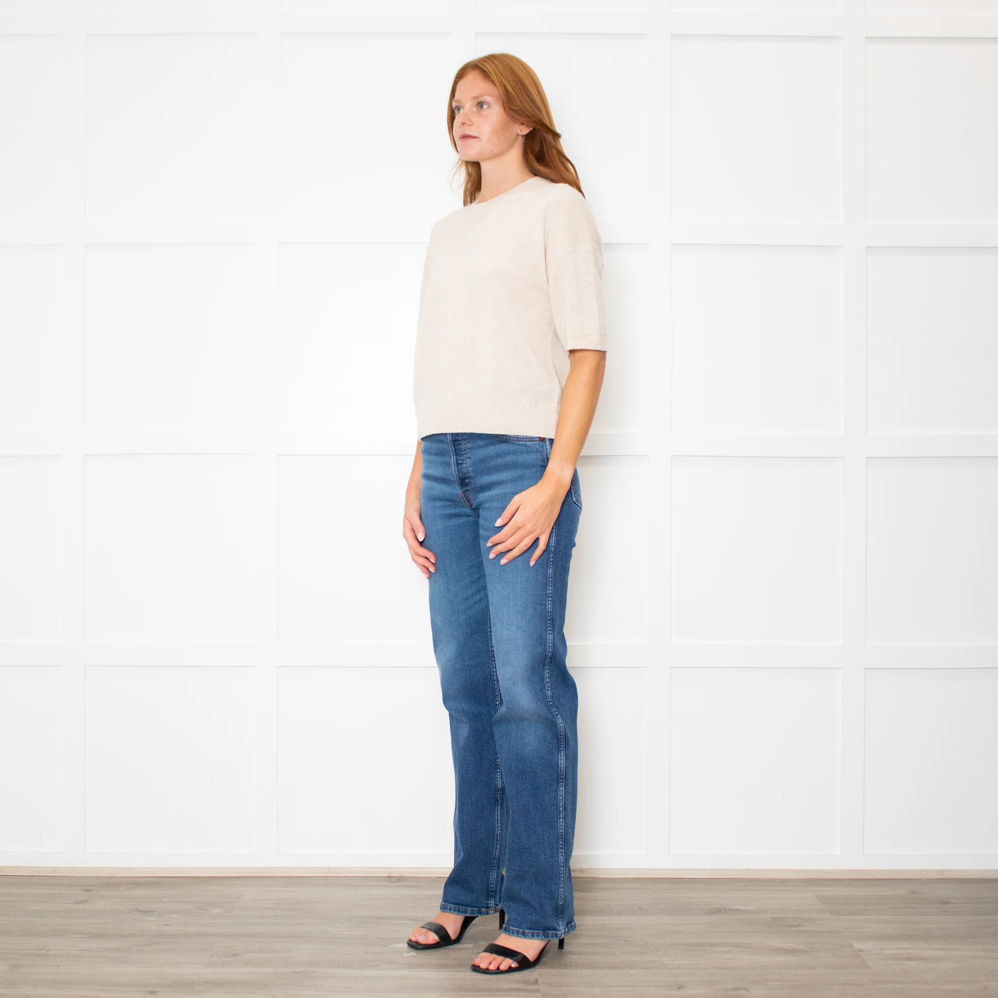 Me + Em Cream Cashmere Shortsleeve Roundneck Jumper - Image 7