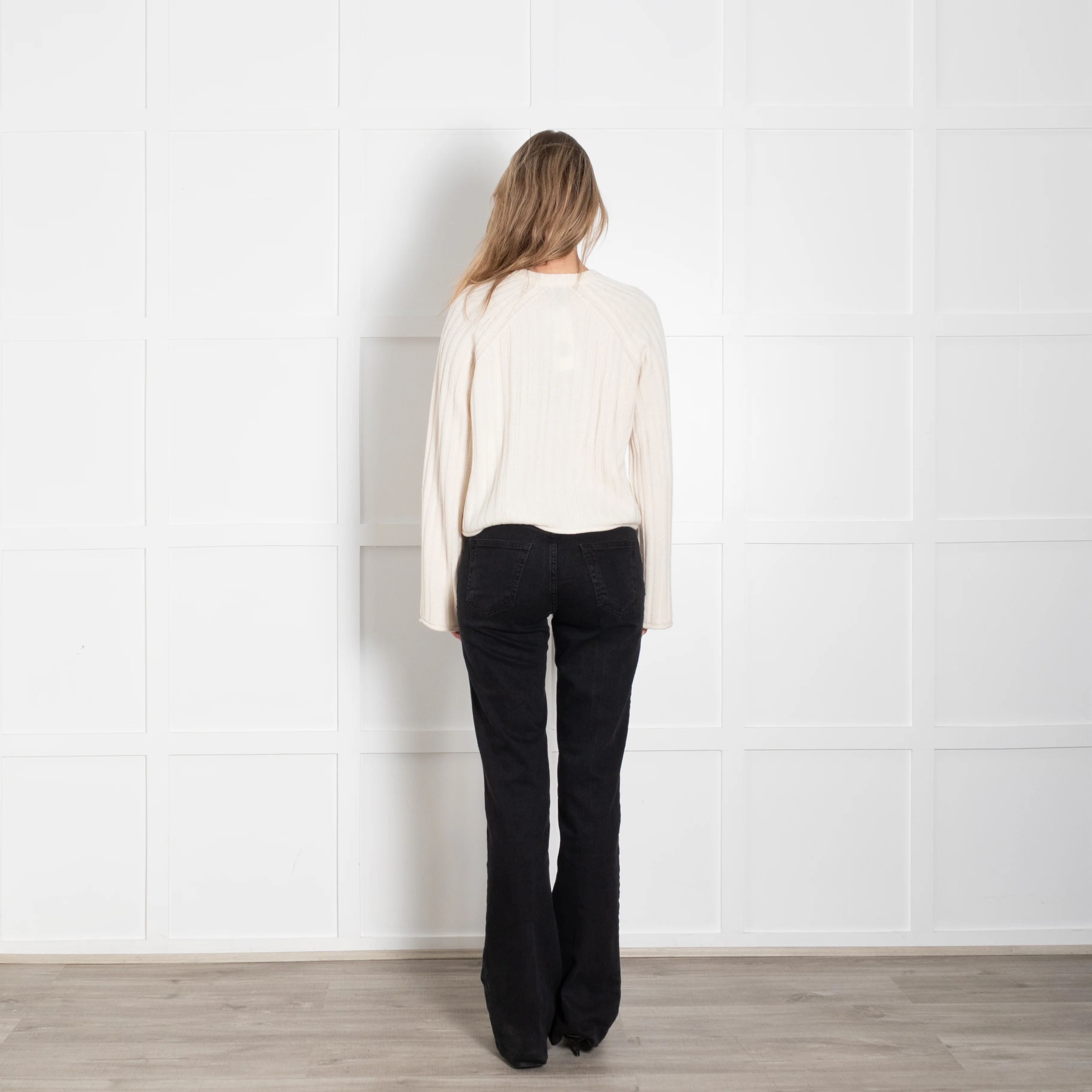Me + Em Cream Cashmere Silk Ribbed Long Sleeve Jumper - Image 5