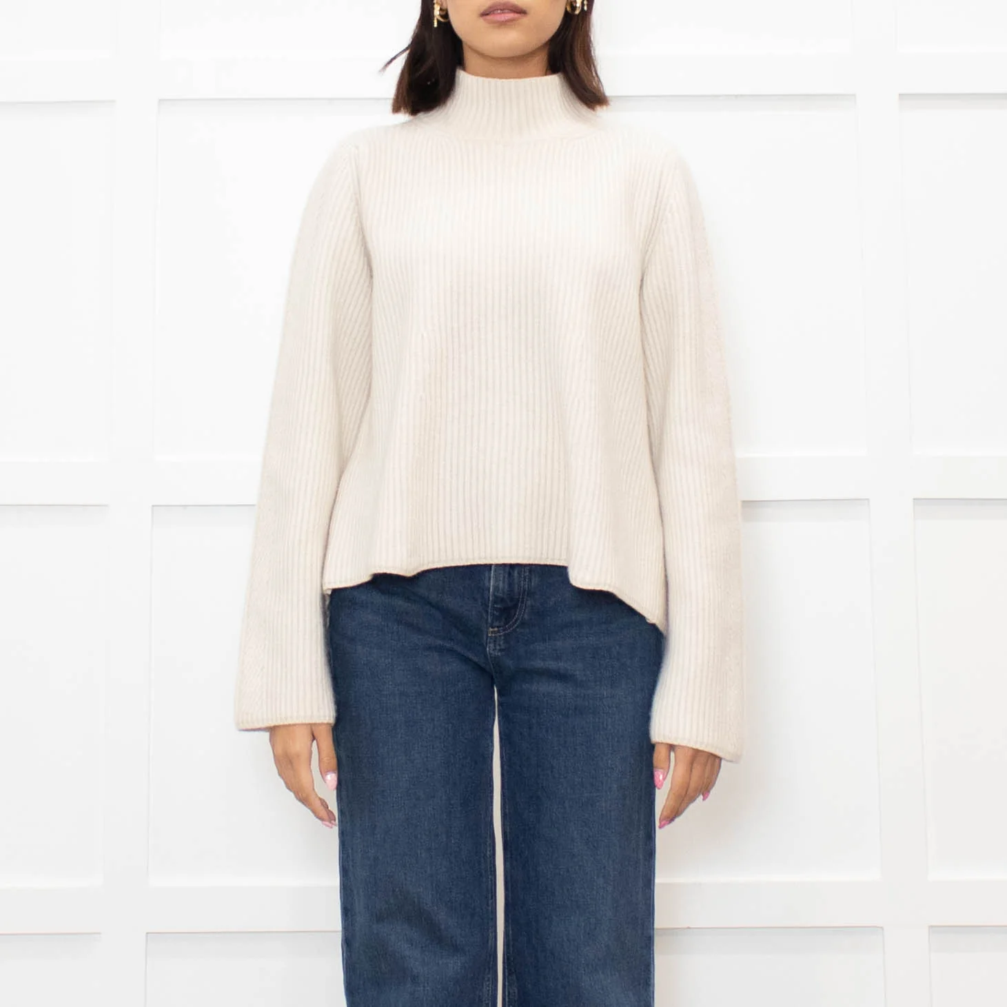 Me + Em Cream Chunky Rib Jumper with Wide Cuffs - Image 2