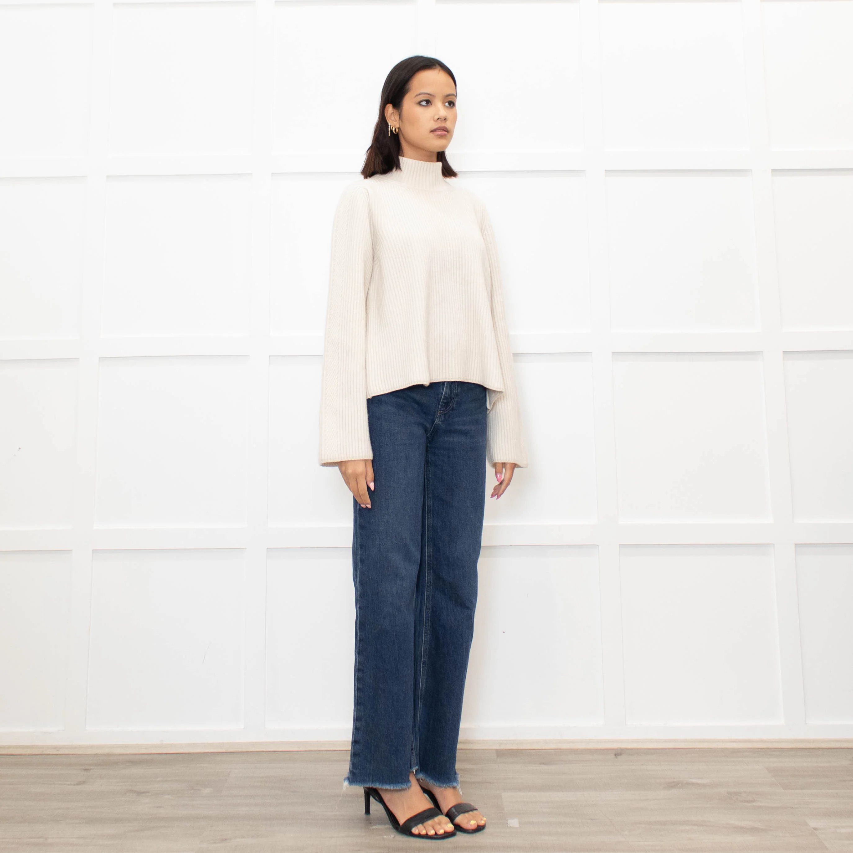 Me + Em Cream Chunky Rib Jumper with Wide Cuffs - Image 3