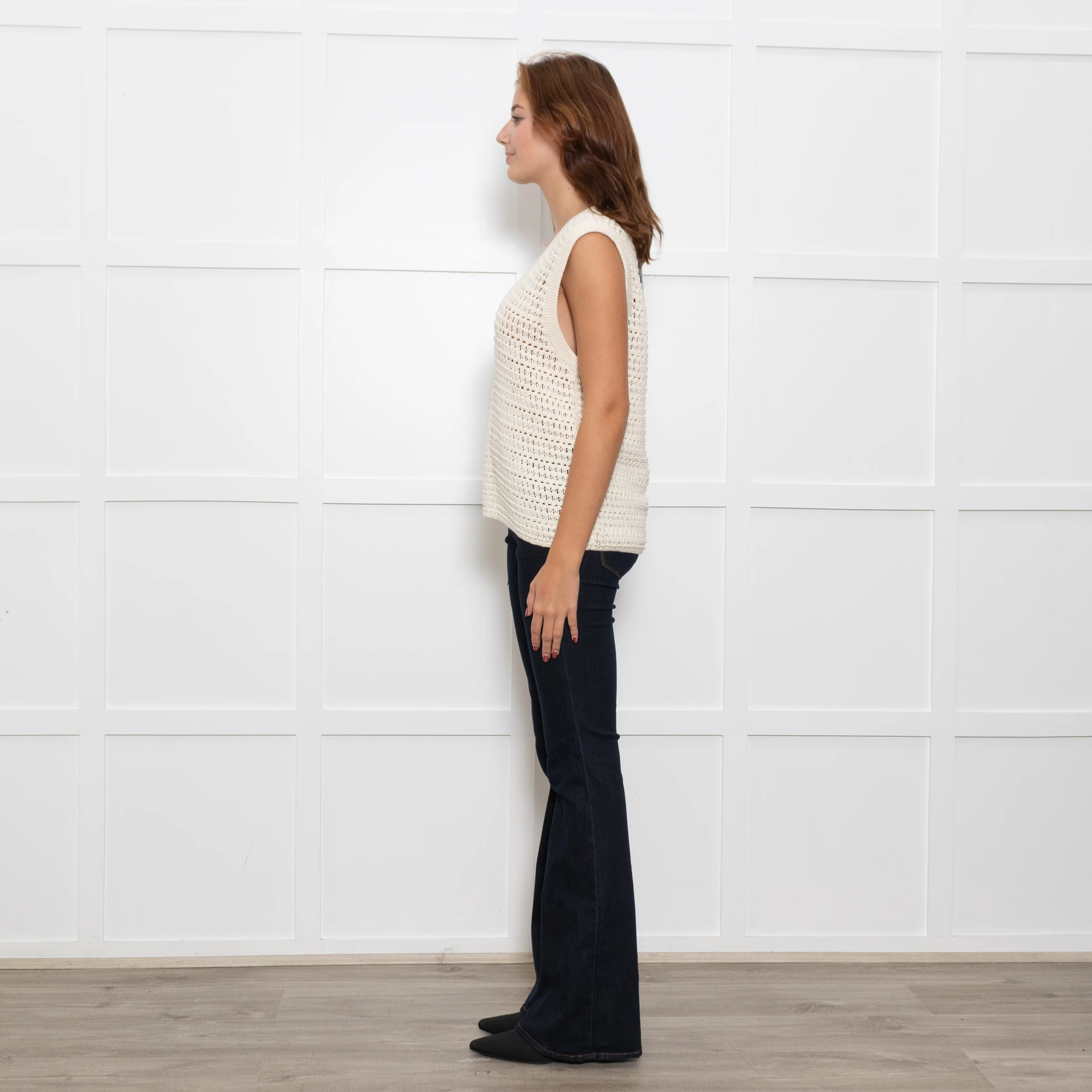 Me + Em Cream Crochet Sleeveless Jumper Vest - Image 4