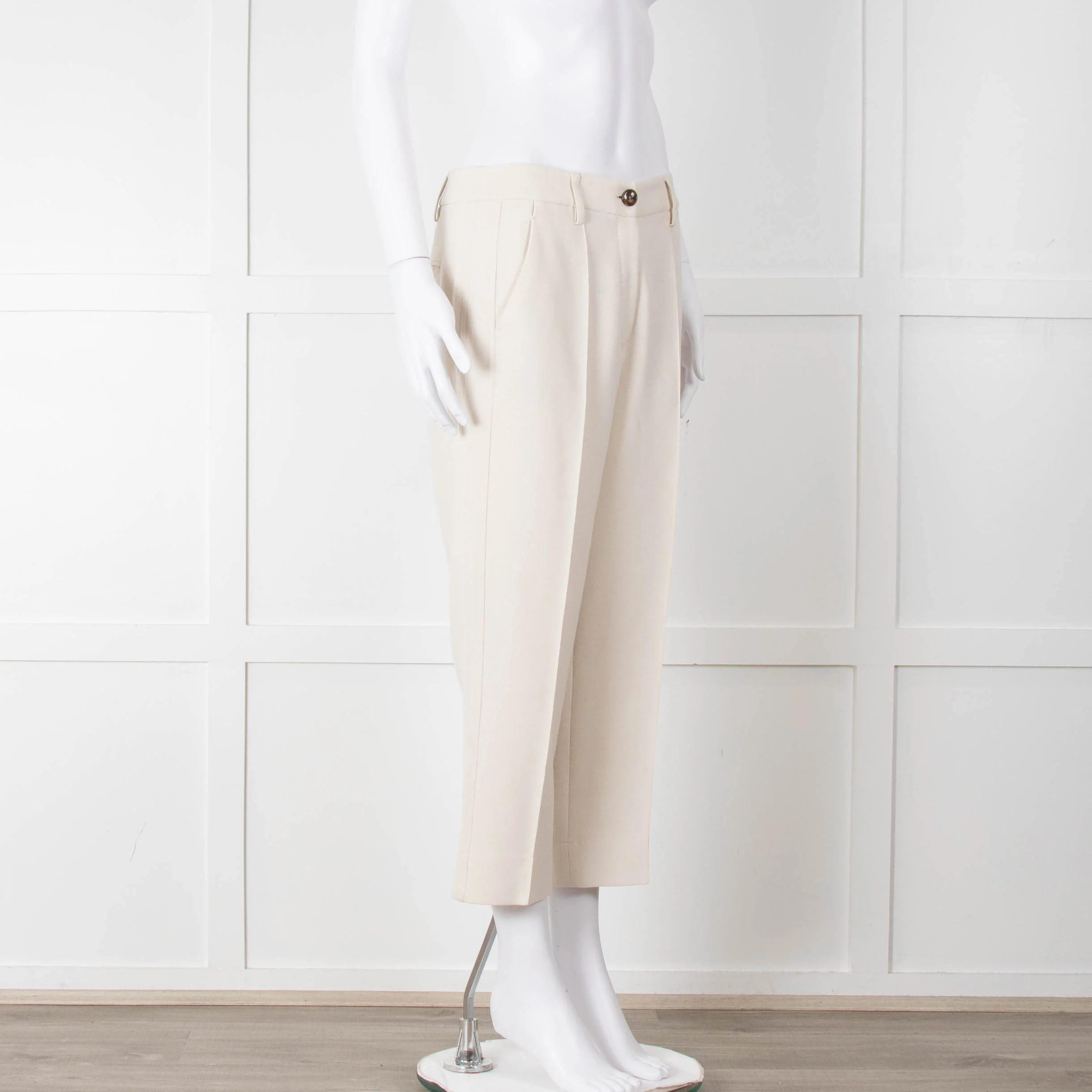 Me + Em Cream Cropped Back Pocket Trousers - Image 2