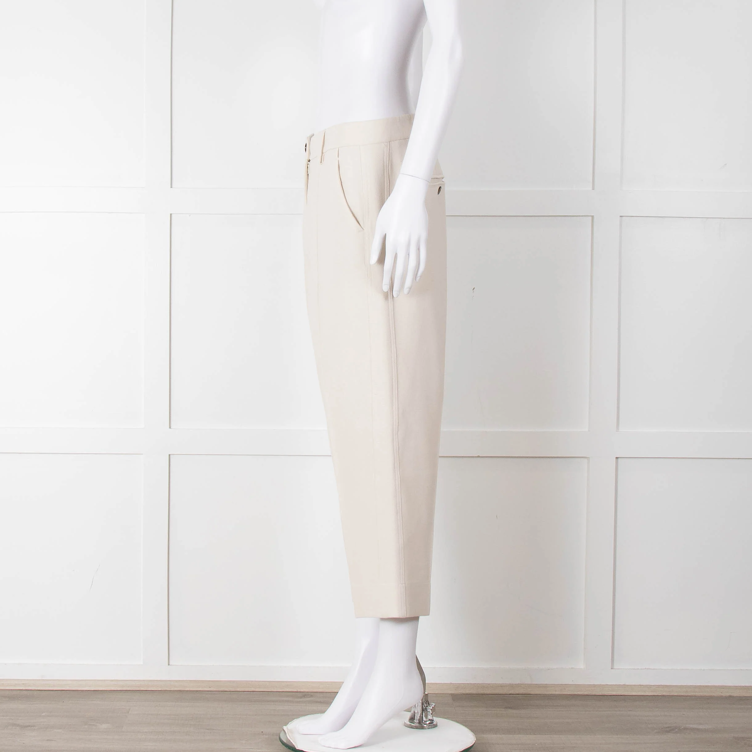 Me + Em Cream Cropped Back Pocket Trousers - Image 7