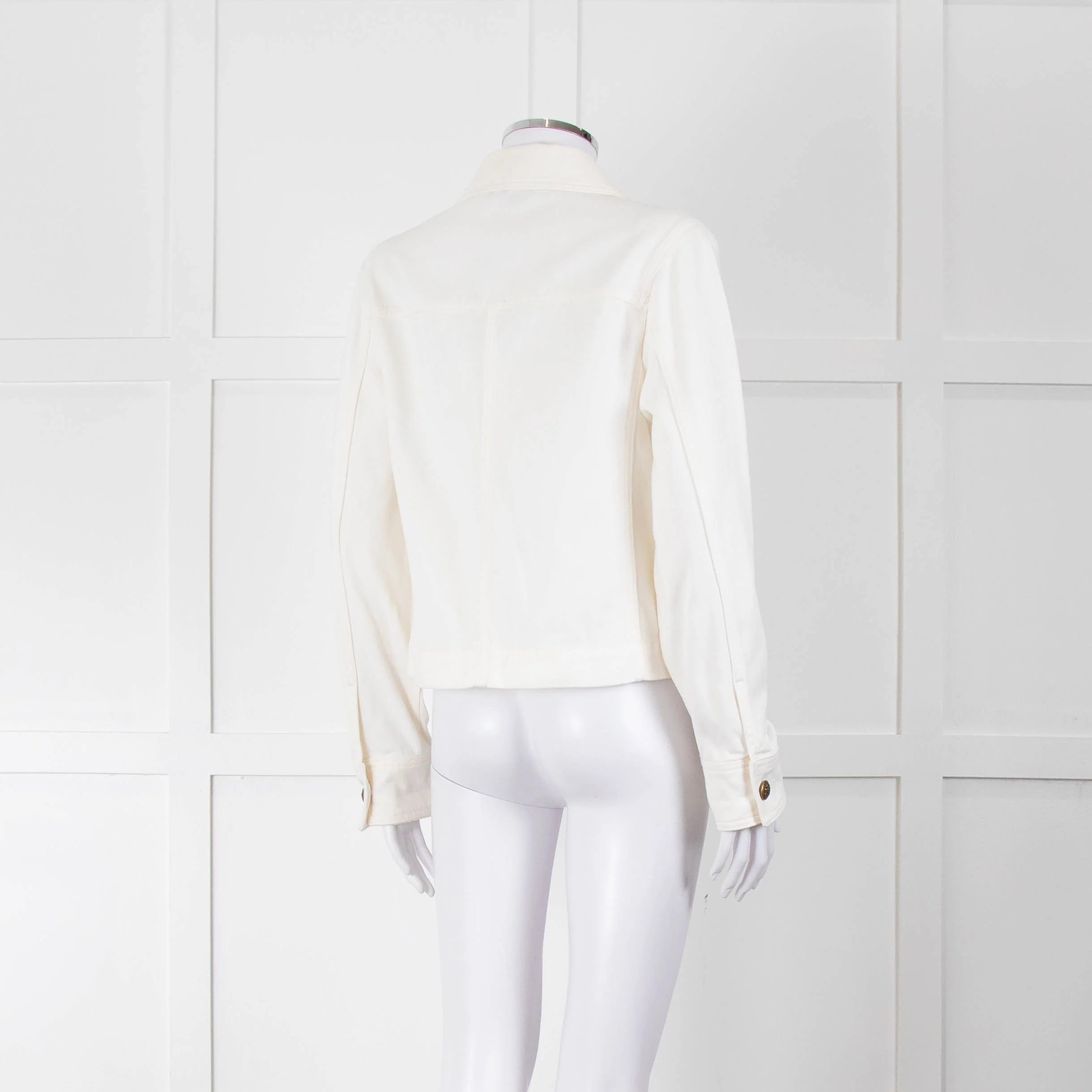 ME + EM Cream Denim Double Breasted Short Jacket - Image 4