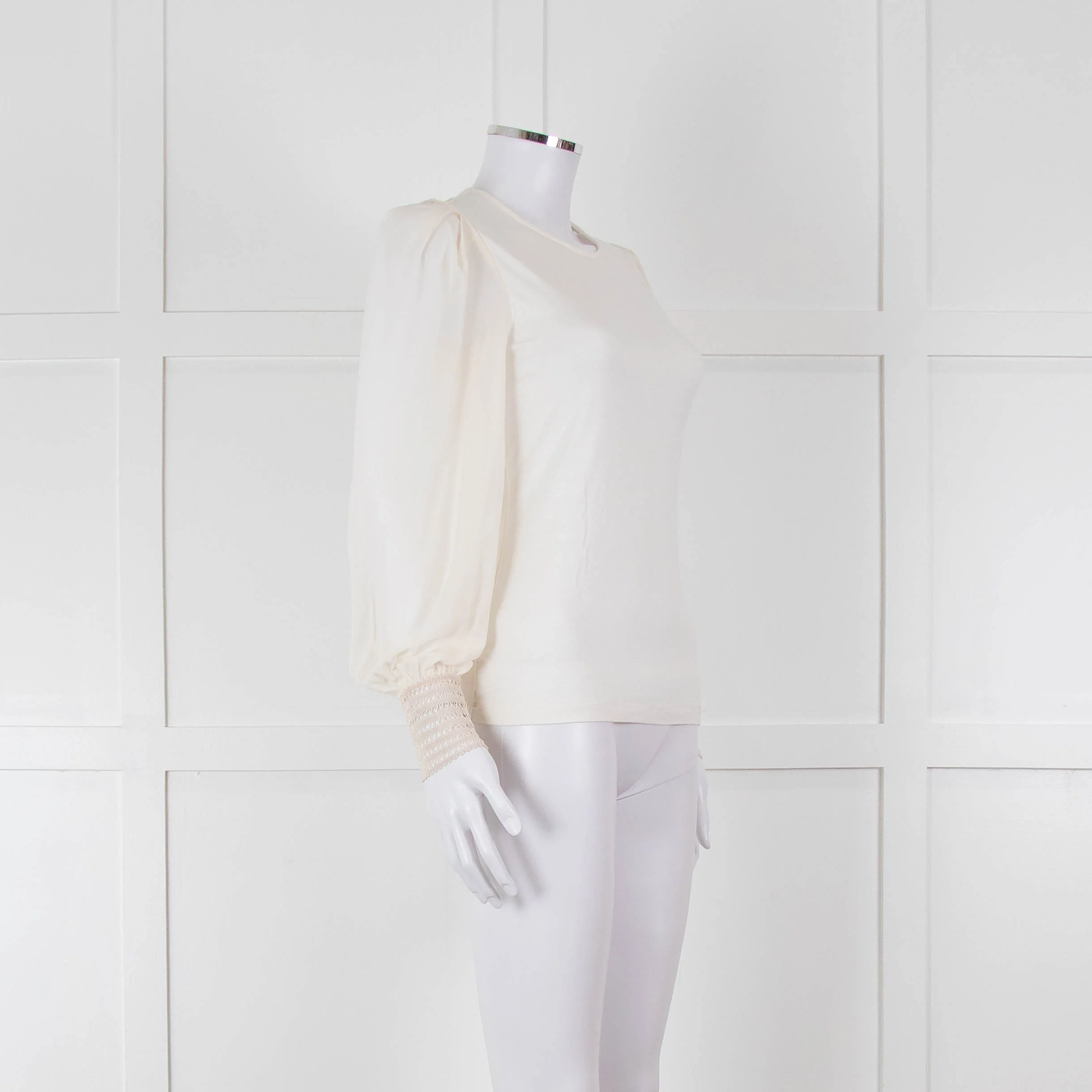 ME + EM Cream Sheer Long Sleeve T-Shirt - Image 2