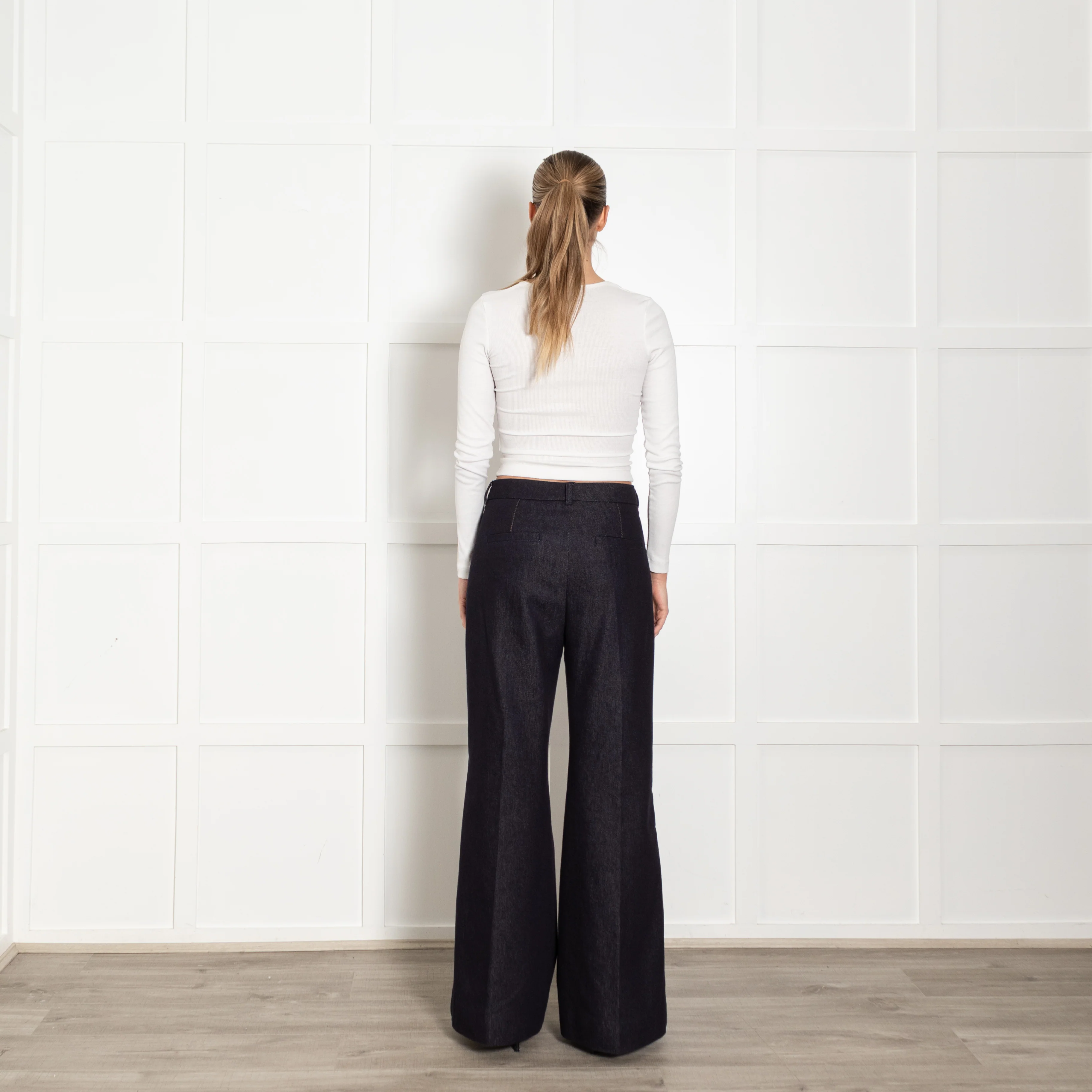 Me + Em Dark Blue Denim Flared Trousers - Image 5