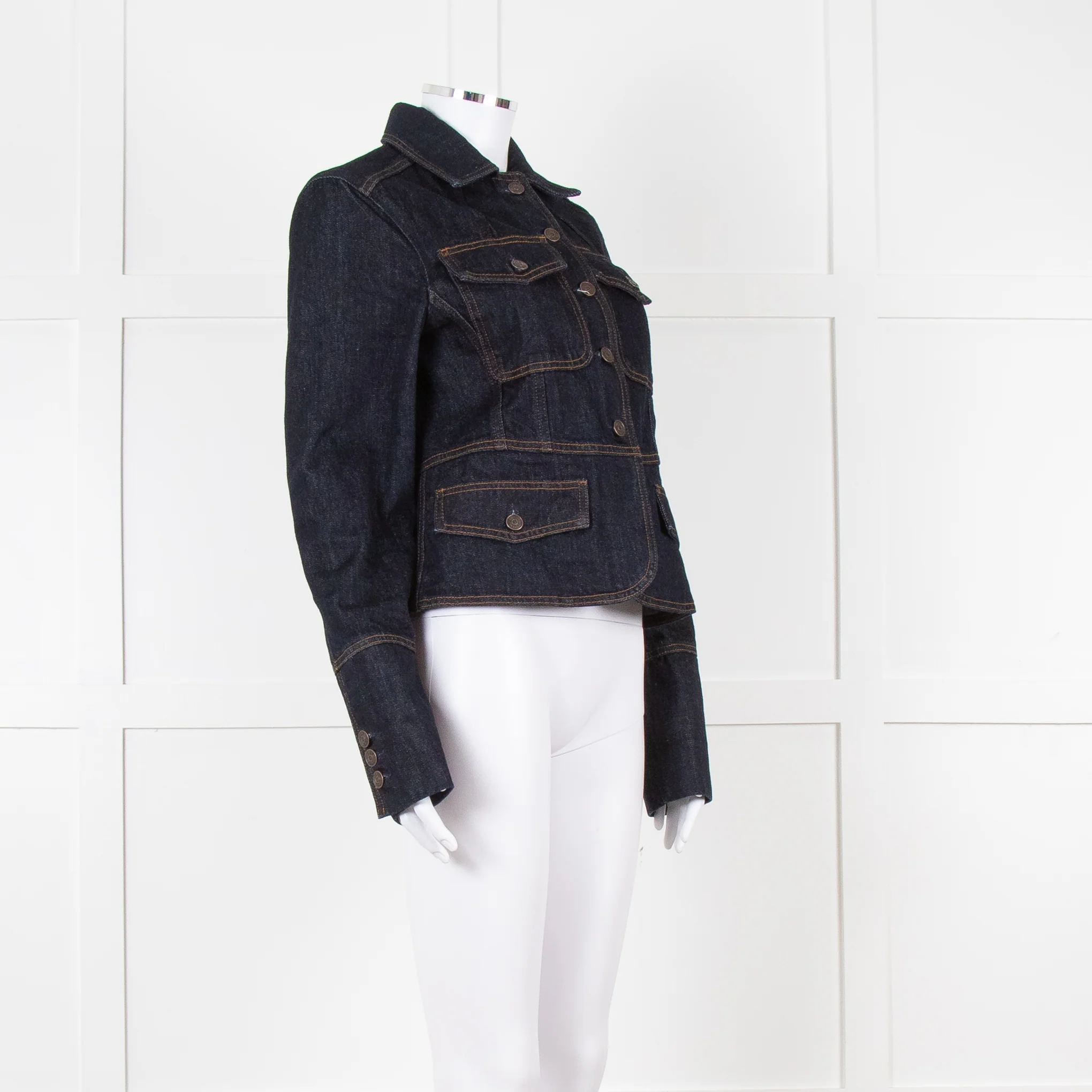 ME + EM Dark Denim Button Up Short Jacket - Image 2
