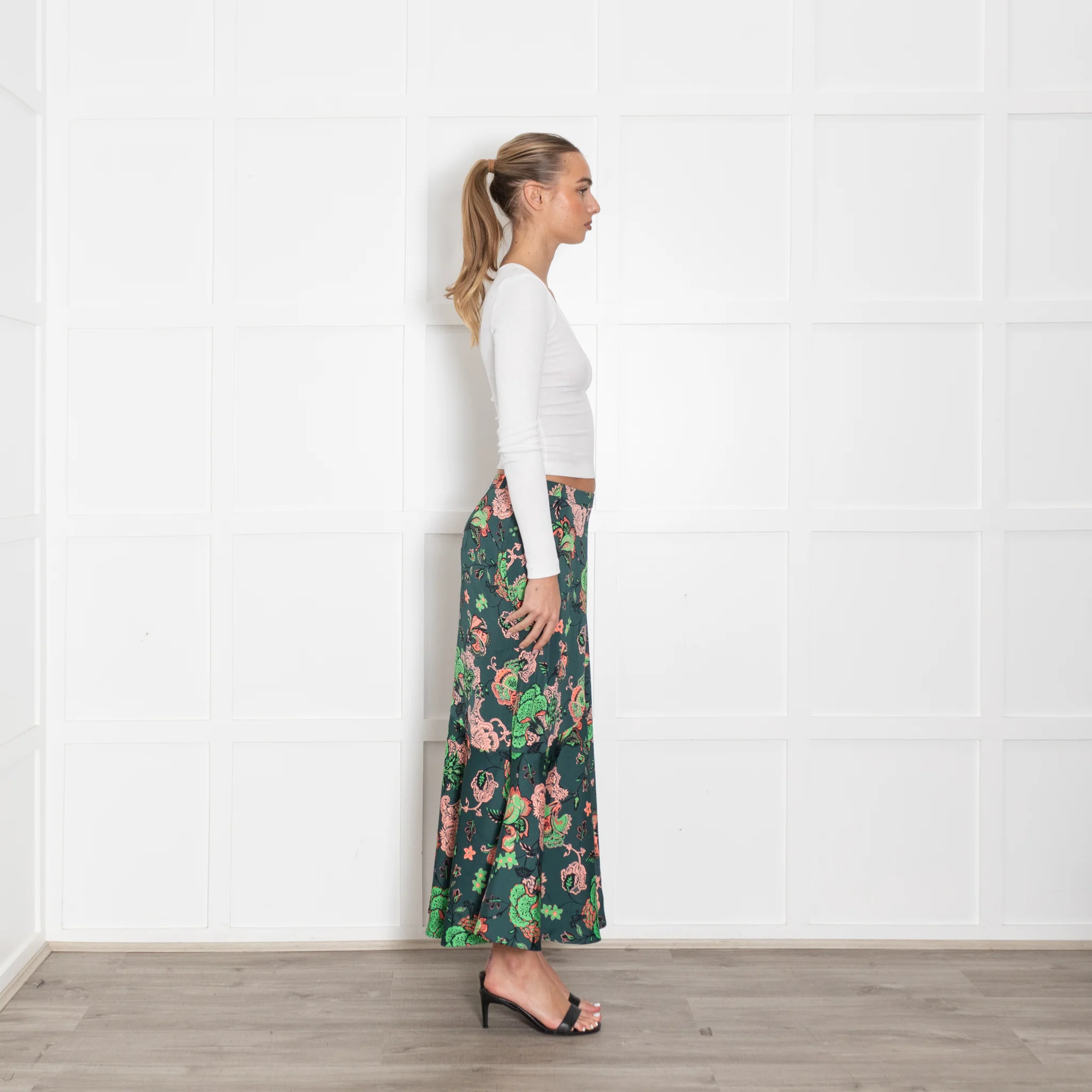 ME + Em Green And Pink Paisley Pattern Skirt - Image 6