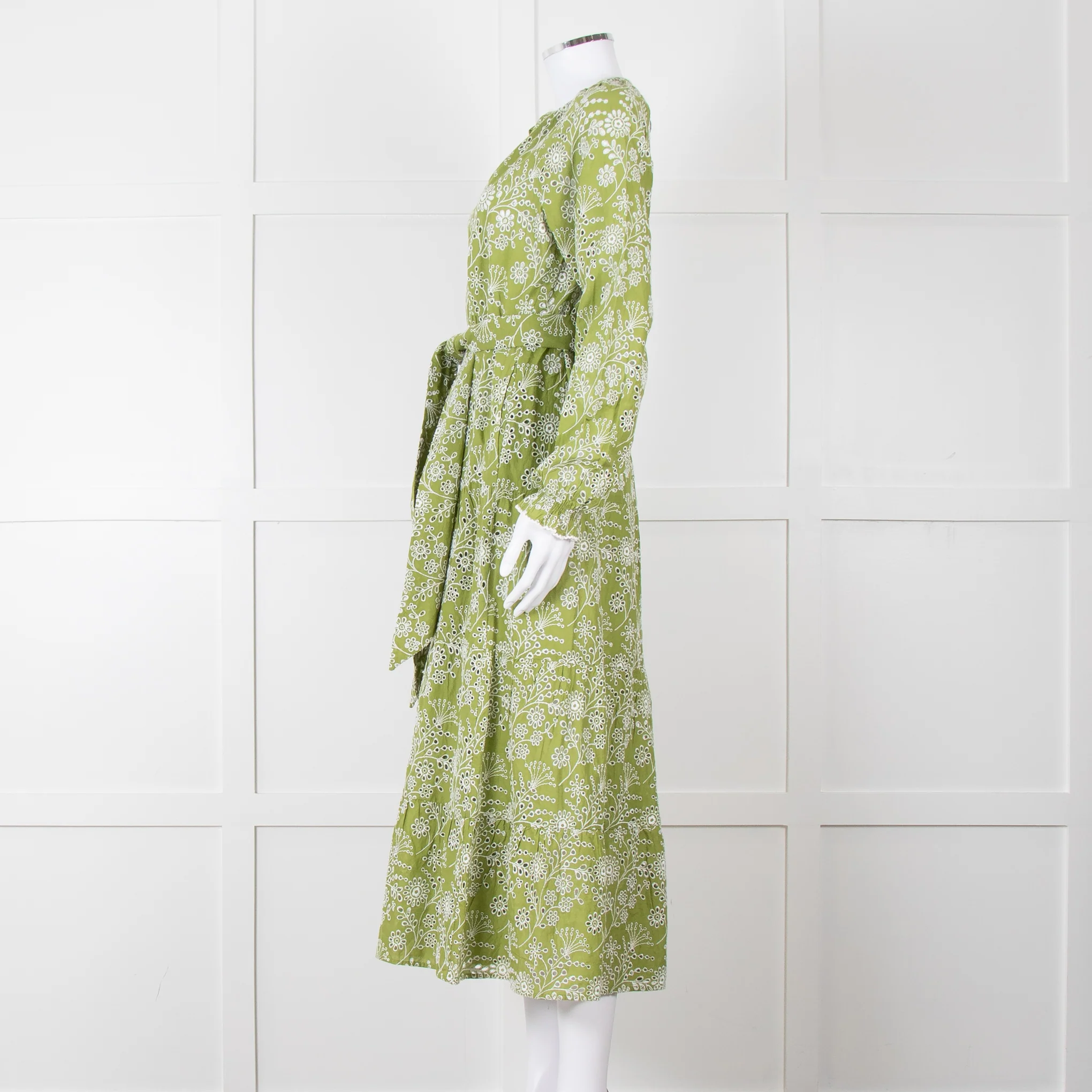 Me + Em Green Broderie Anglaise Belted Maxi Dress - Image 3