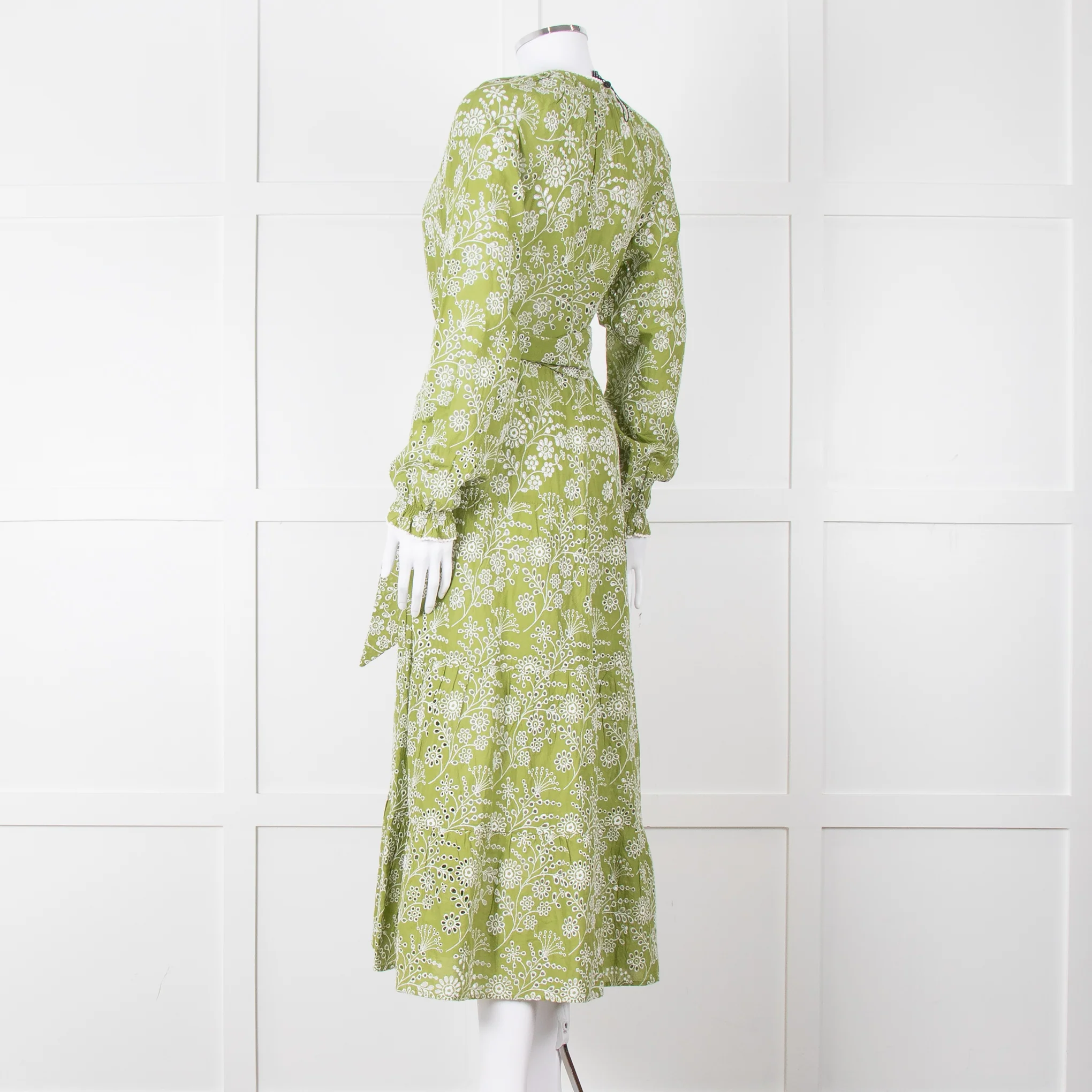 Me + Em Green Broderie Anglaise Belted Maxi Dress - Image 4